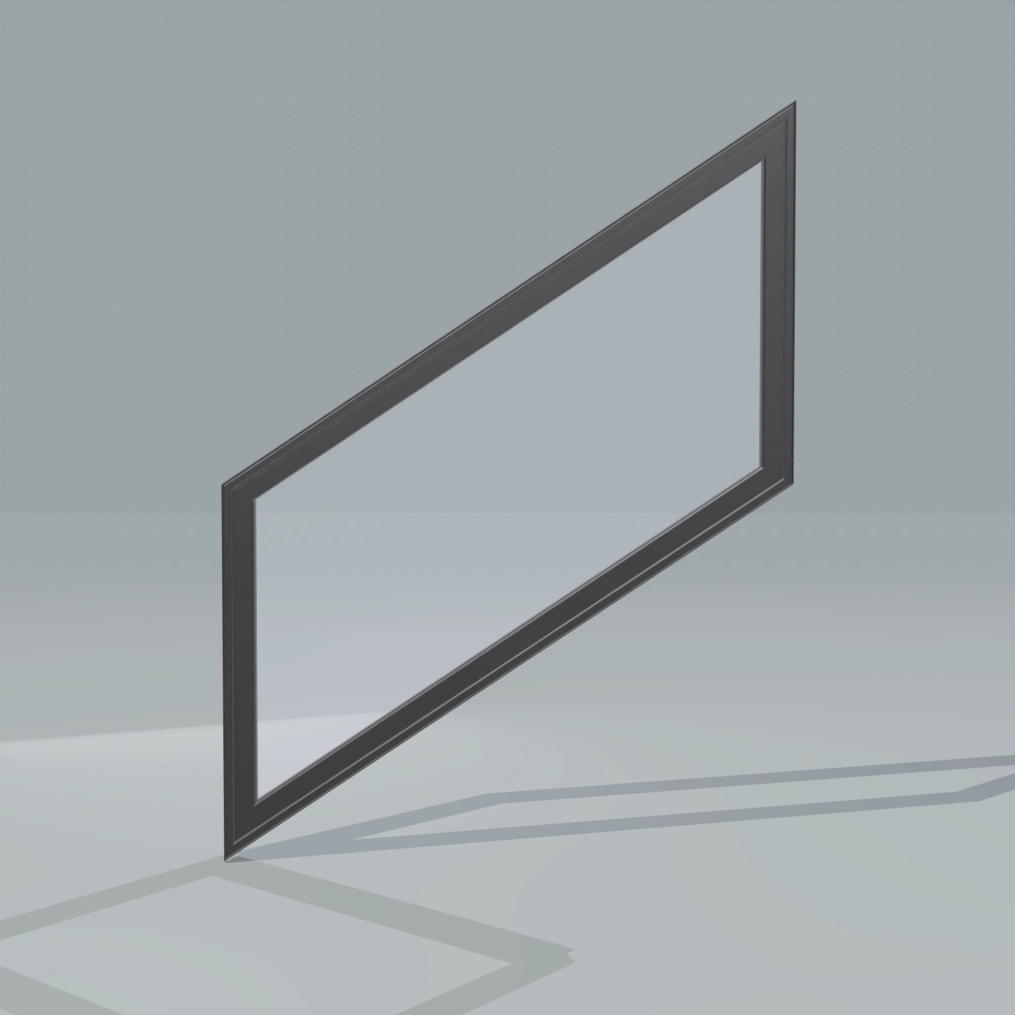 Straight exterior view of the 36 × 48 inch parallelogram (left), black exterior / black interior, without nailing flange