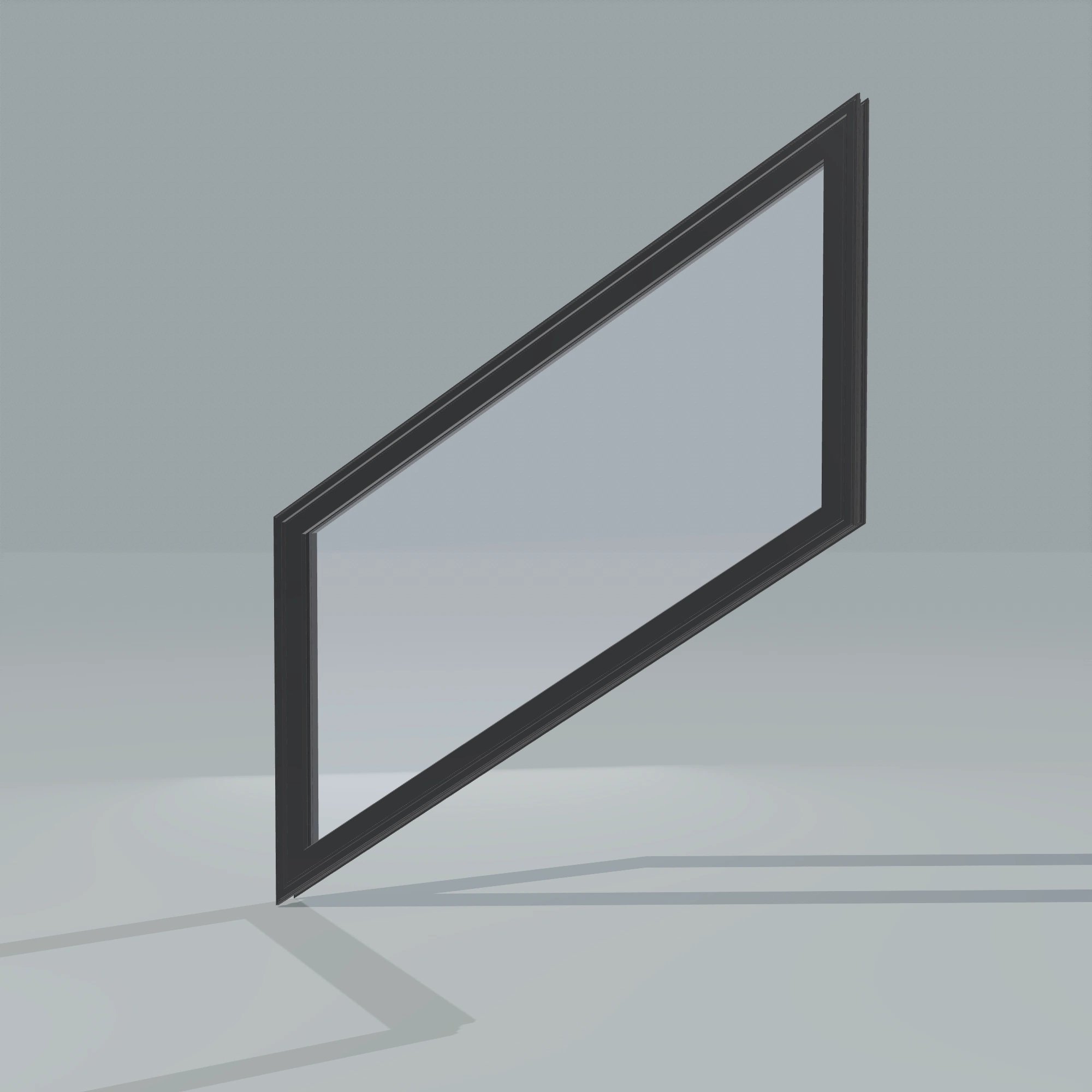Opposite exterior angle of the 36 × 48 inch parallelogram (left), black exterior / black interior, without nailing flange