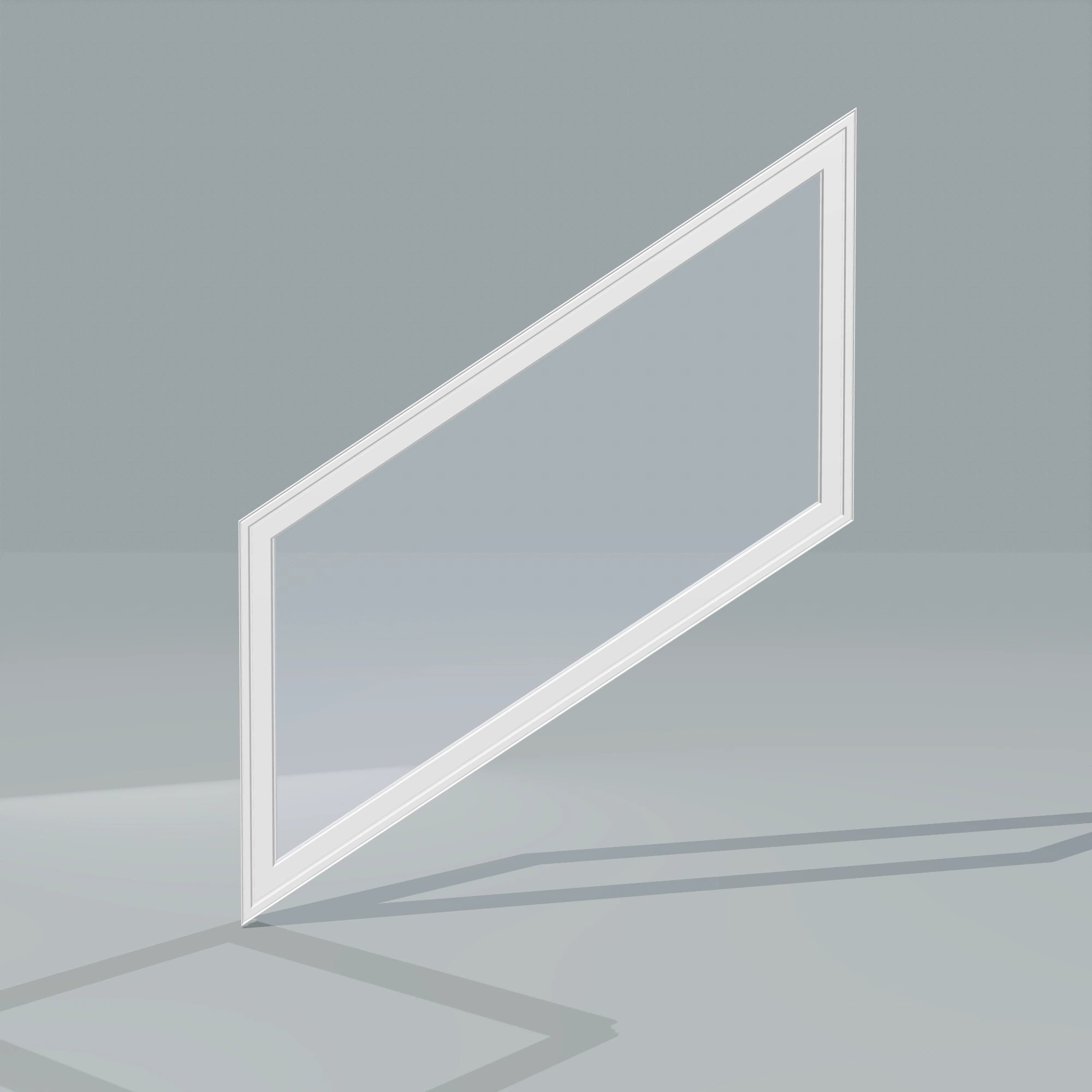 Straight exterior view of the 36 × 48 inch parallelogram (left), white exterior / white interior, without nailing flange
