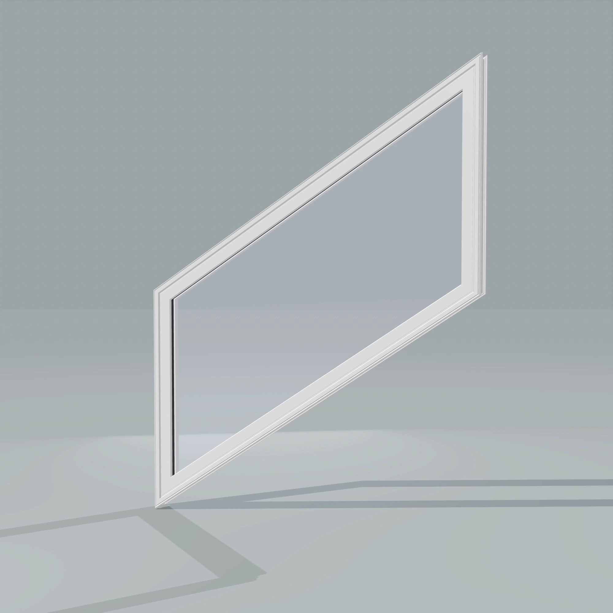 Opposite exterior angle of the 36 × 48 inch parallelogram (left), white exterior / white interior, without nailing flange
