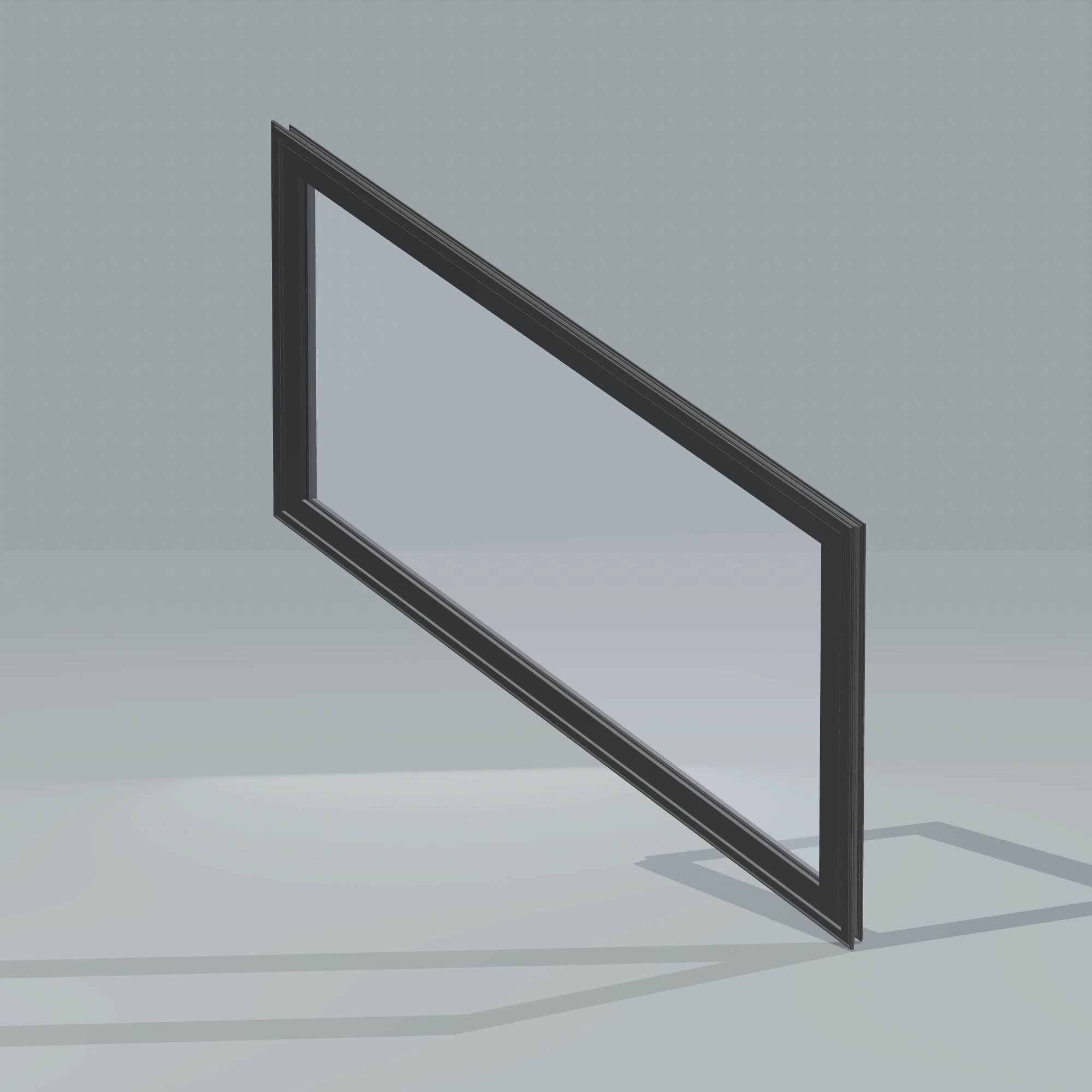 Opposite exterior angle of the 36 × 48 inch parallelogram (right), black exterior / black interior, without nailing flange