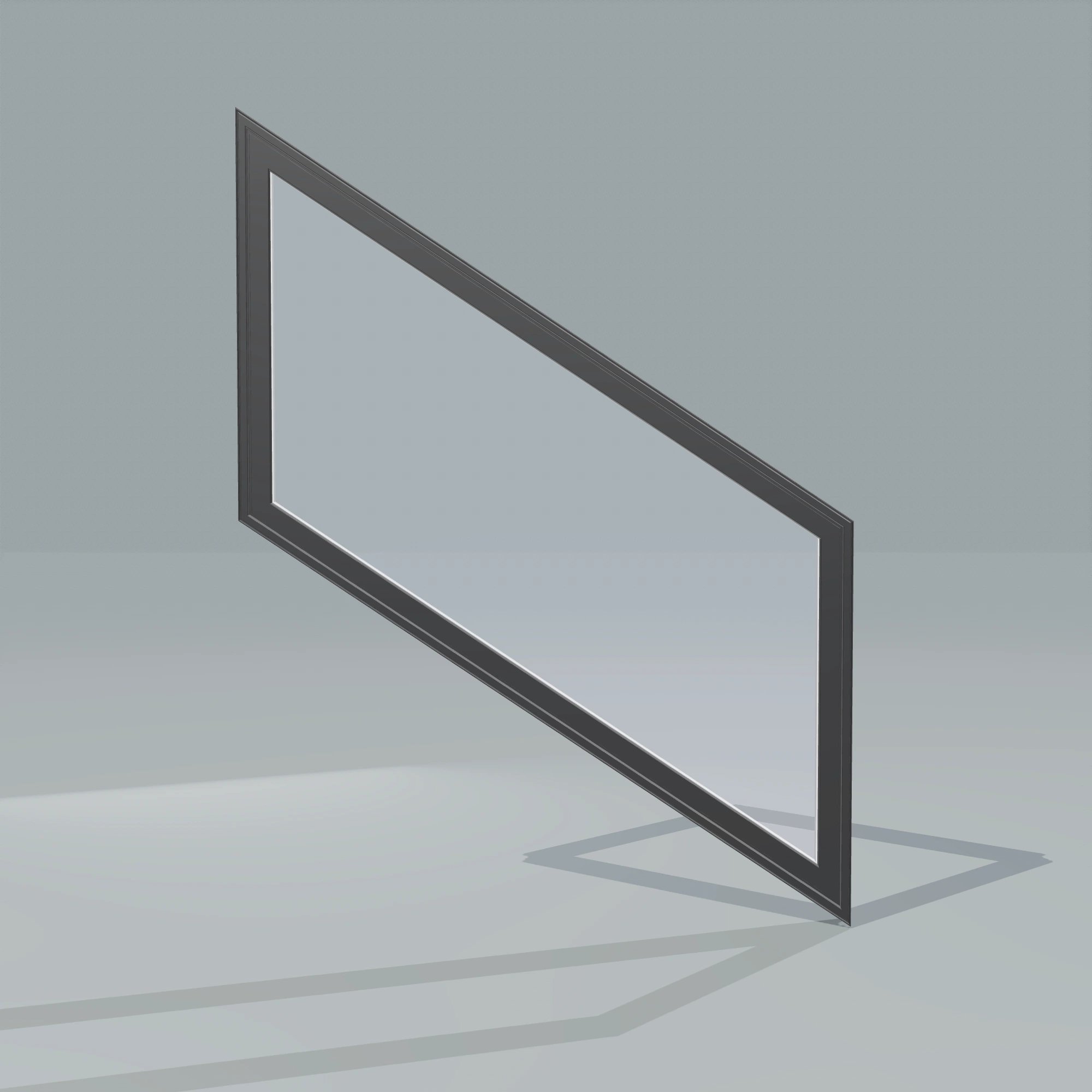 Straight exterior view of the 36 × 48 inch parallelogram (right), black exterior / white interior, without nailing flange