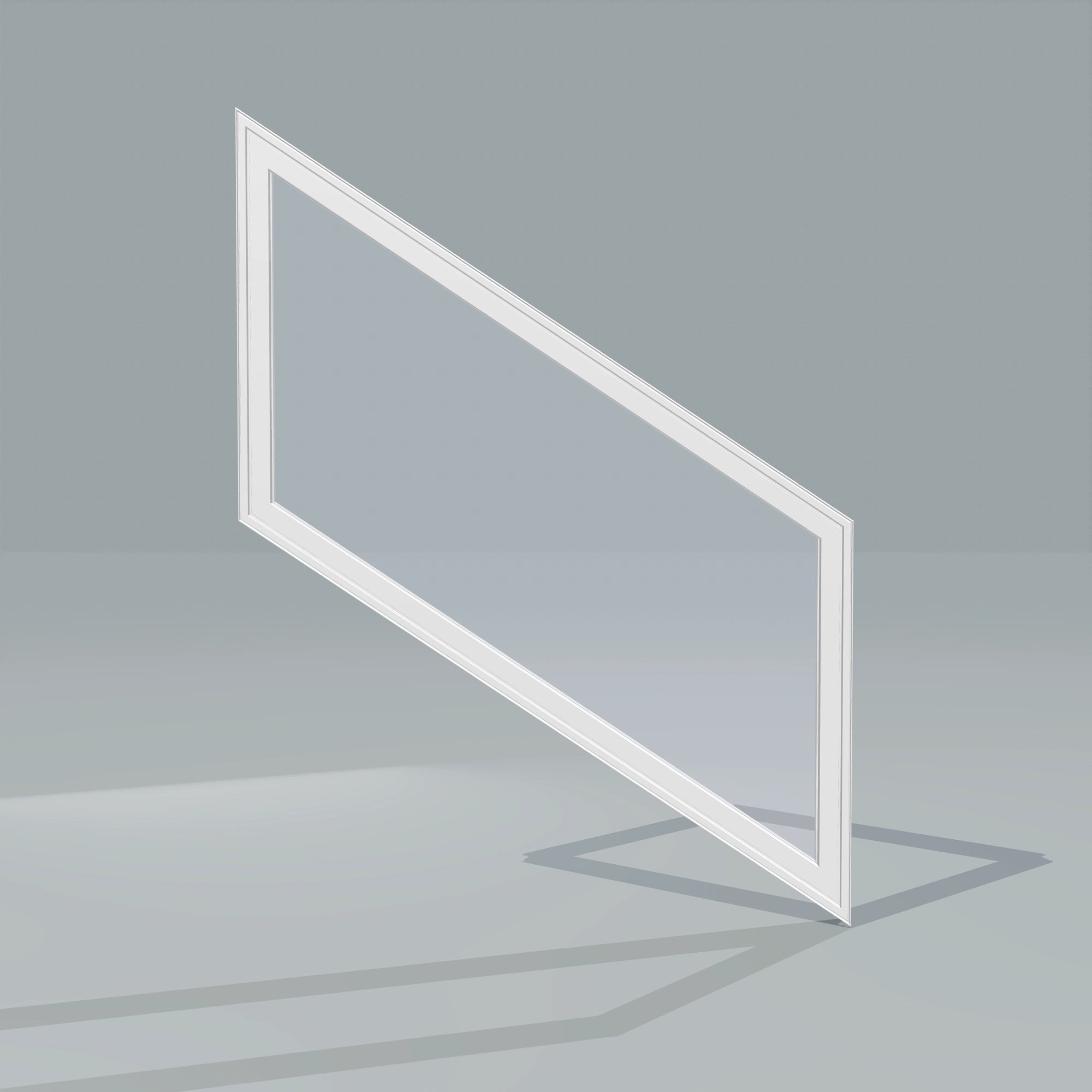 Straight exterior view of the 36 × 48 inch parallelogram (right), white exterior / white interior, without nailing flange