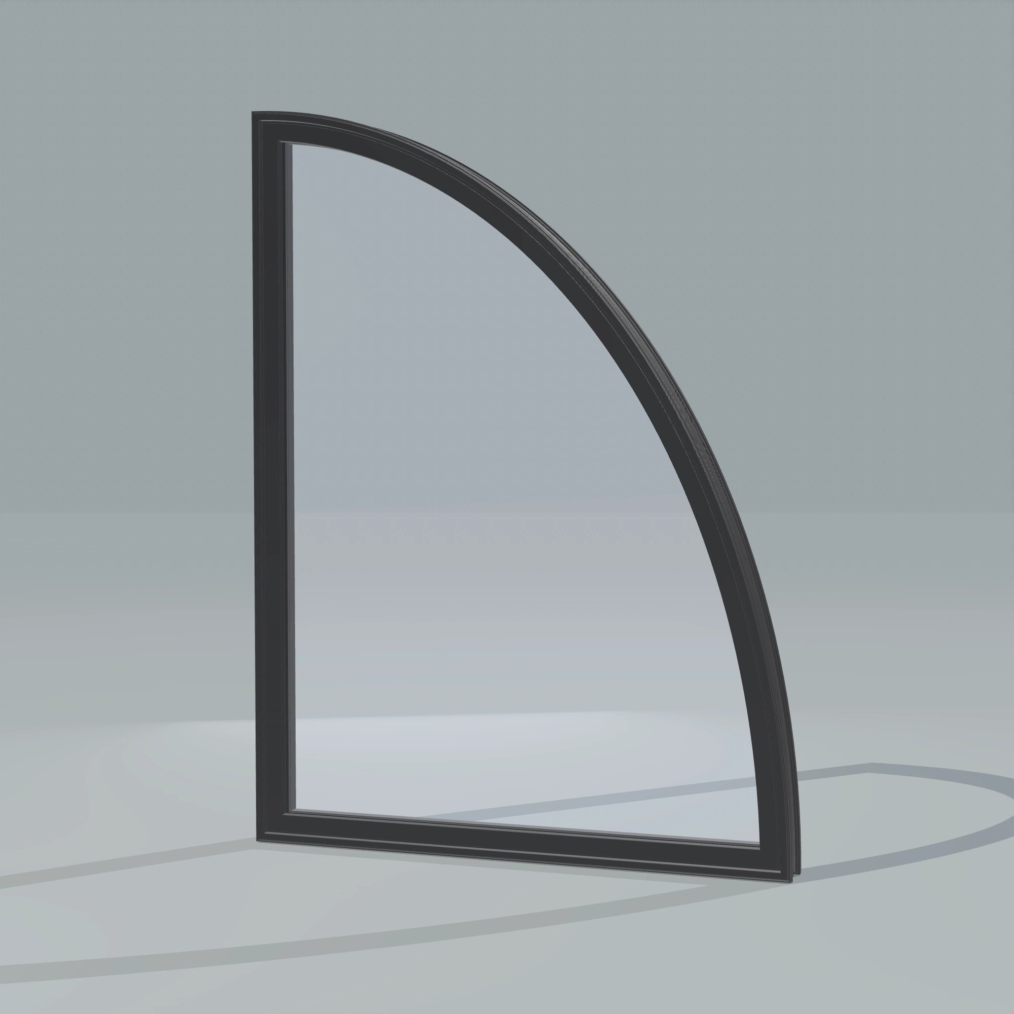 Opposite exterior angle of the 36 × 48 inch partial ellipse (right), black exterior / black interior, without nailing flange