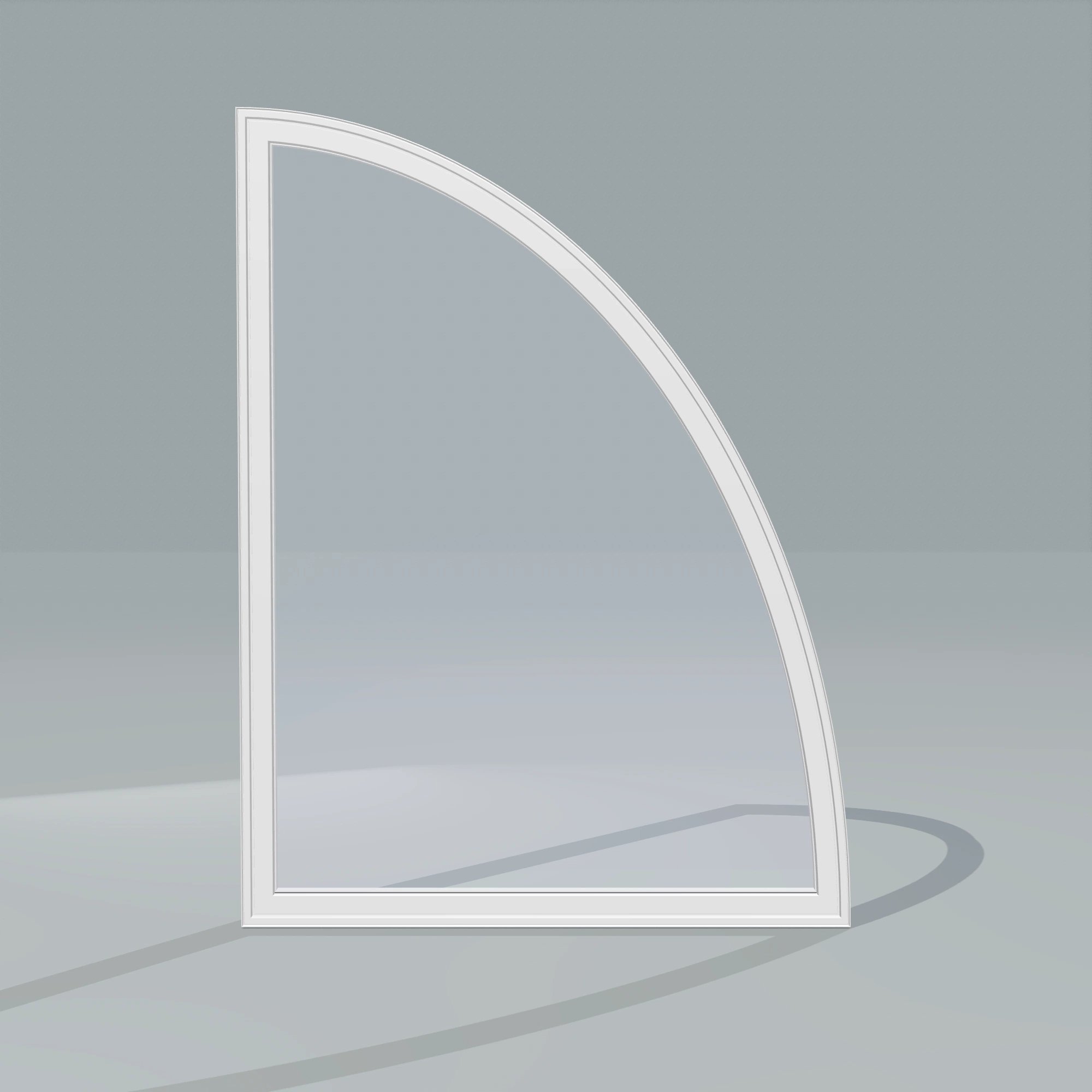 Straight exterior view of the 36 × 48 inch partial ellipse (right), white exterior / white interior, without nailing flange