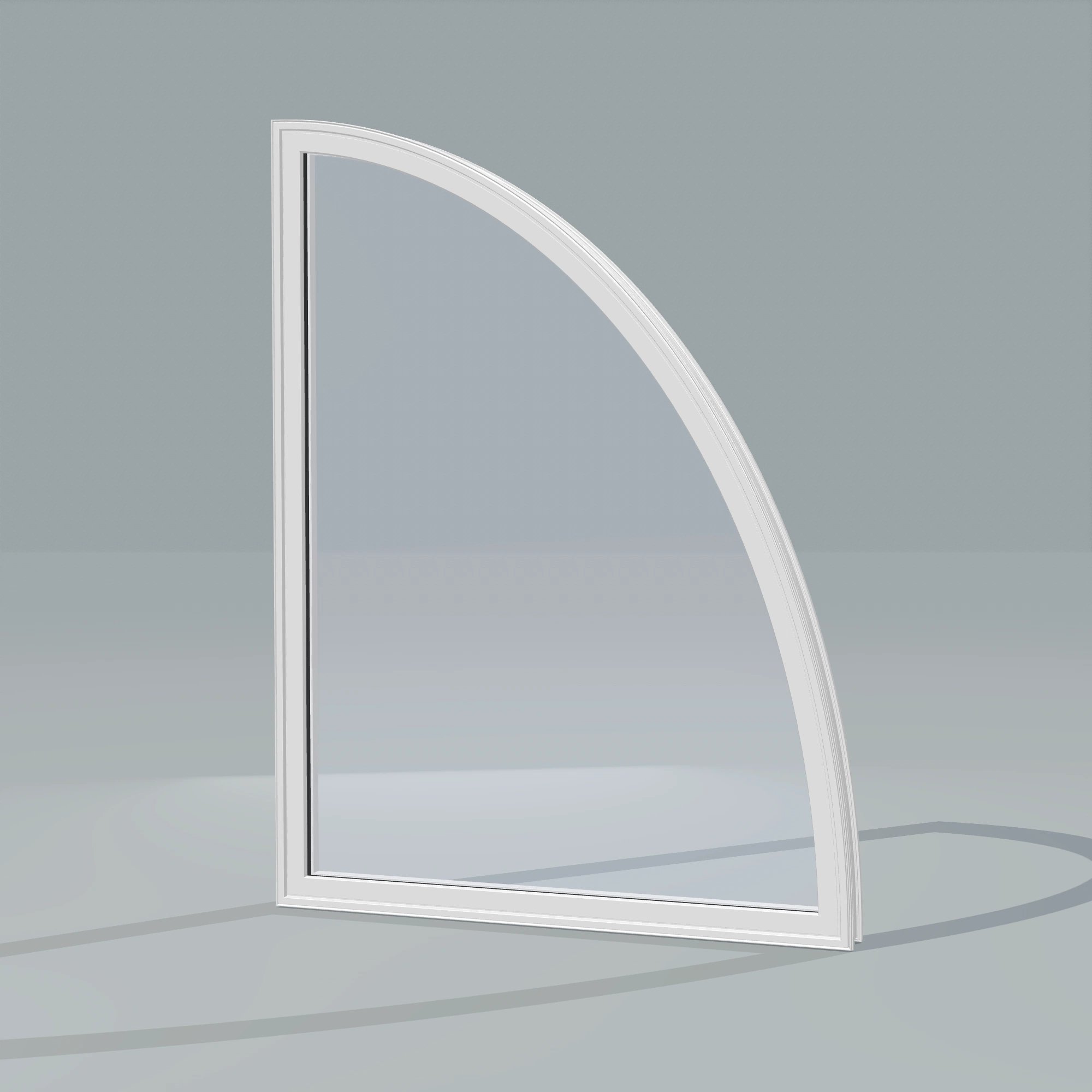 Opposite exterior angle of the 36 × 48 inch partial ellipse (right), white exterior / white interior, without nailing flange