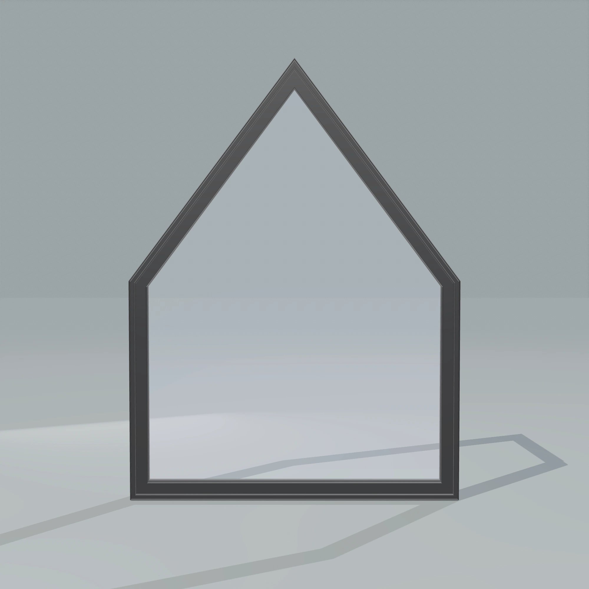 Straight exterior view of the 36 × 48 inch pentagon, black exterior / black interior, without nailing flange