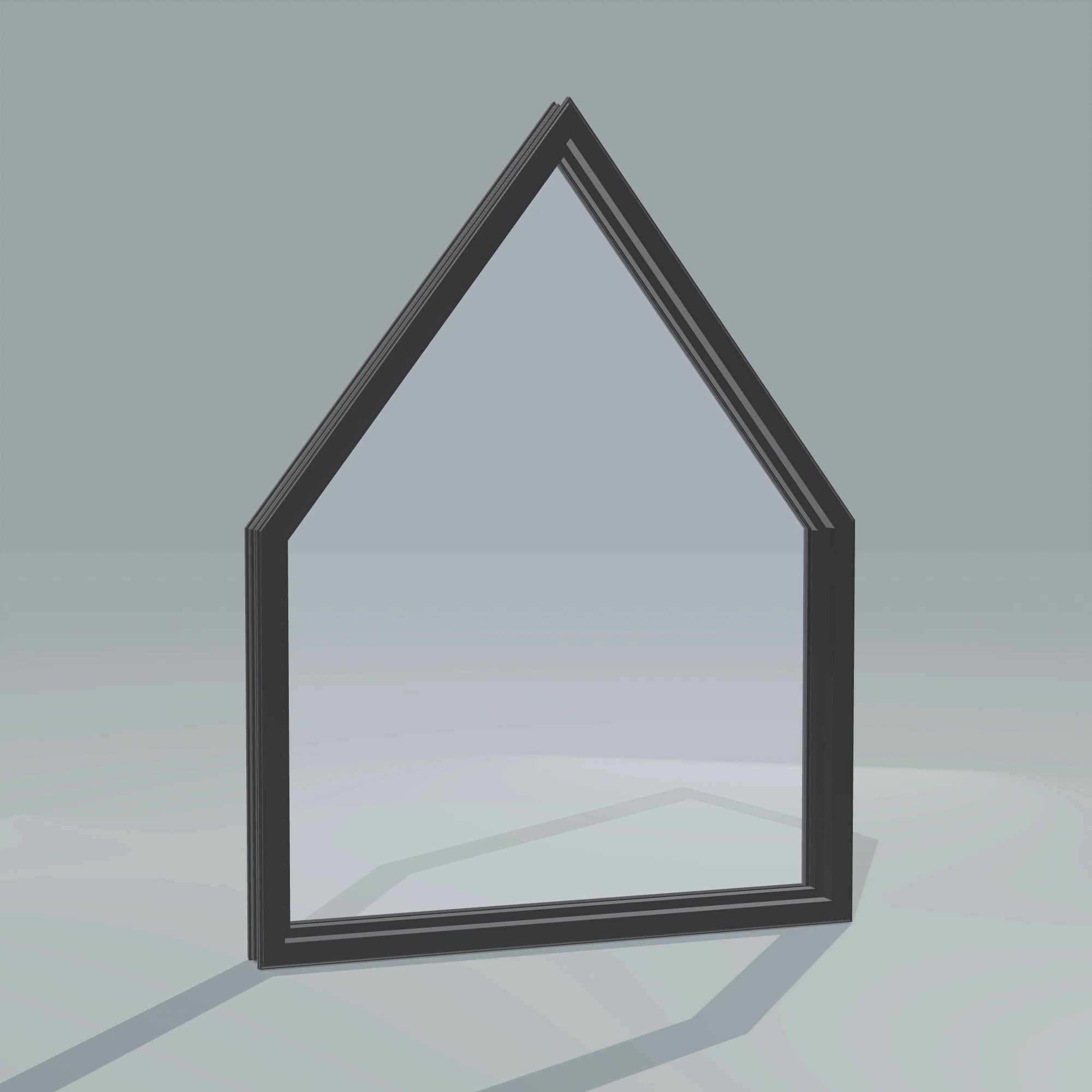 Angled interior view of the 36 × 48 inch pentagon, black exterior / black interior, without nailing flange