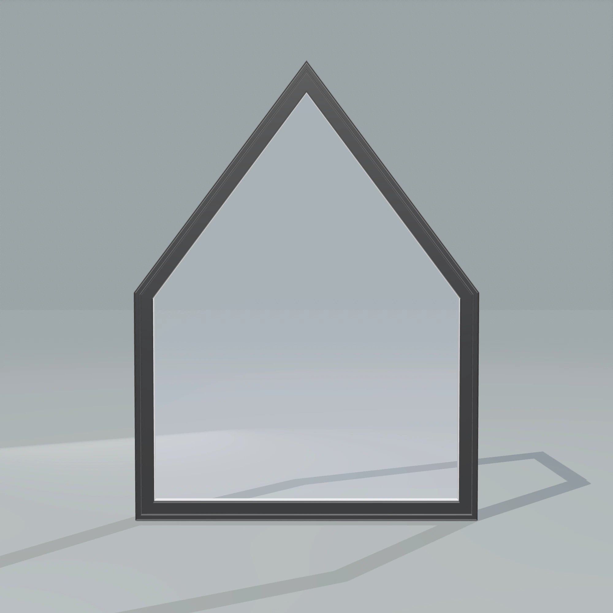 Straight exterior view of the 36 × 48 inch pentagon, black exterior / white interior, without nailing flange