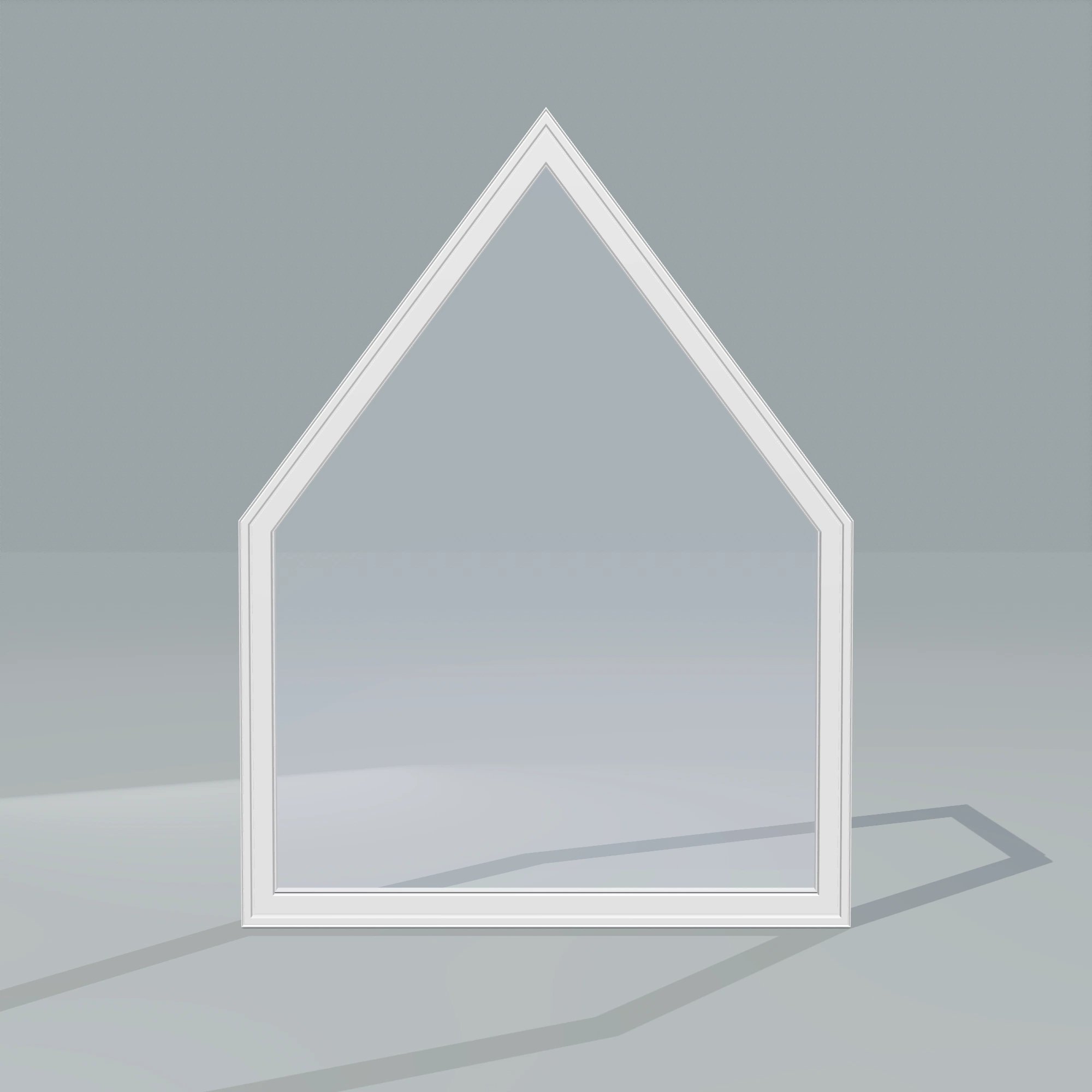 Straight exterior view of the 36 × 48 inch pentagon, white exterior / white interior, without nailing flange
