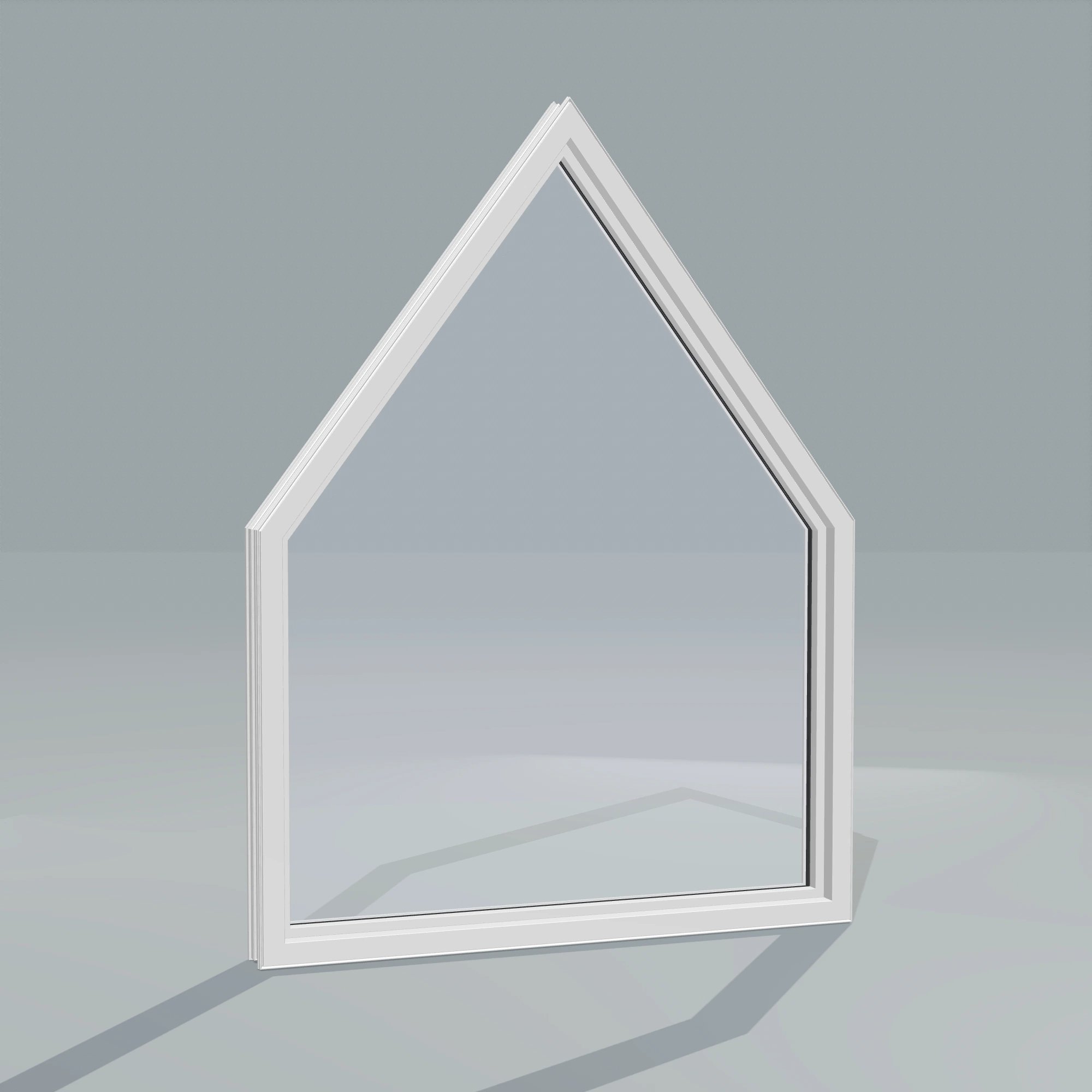 Angled interior view of the 36 × 48 inch pentagon, white exterior / white interior, without nailing flange