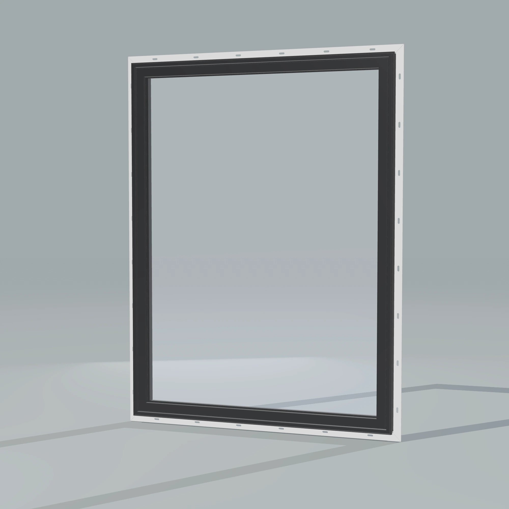 Opposite exterior angle of the 36 × 48 inch picture window, black exterior / black interior, with nailing flange