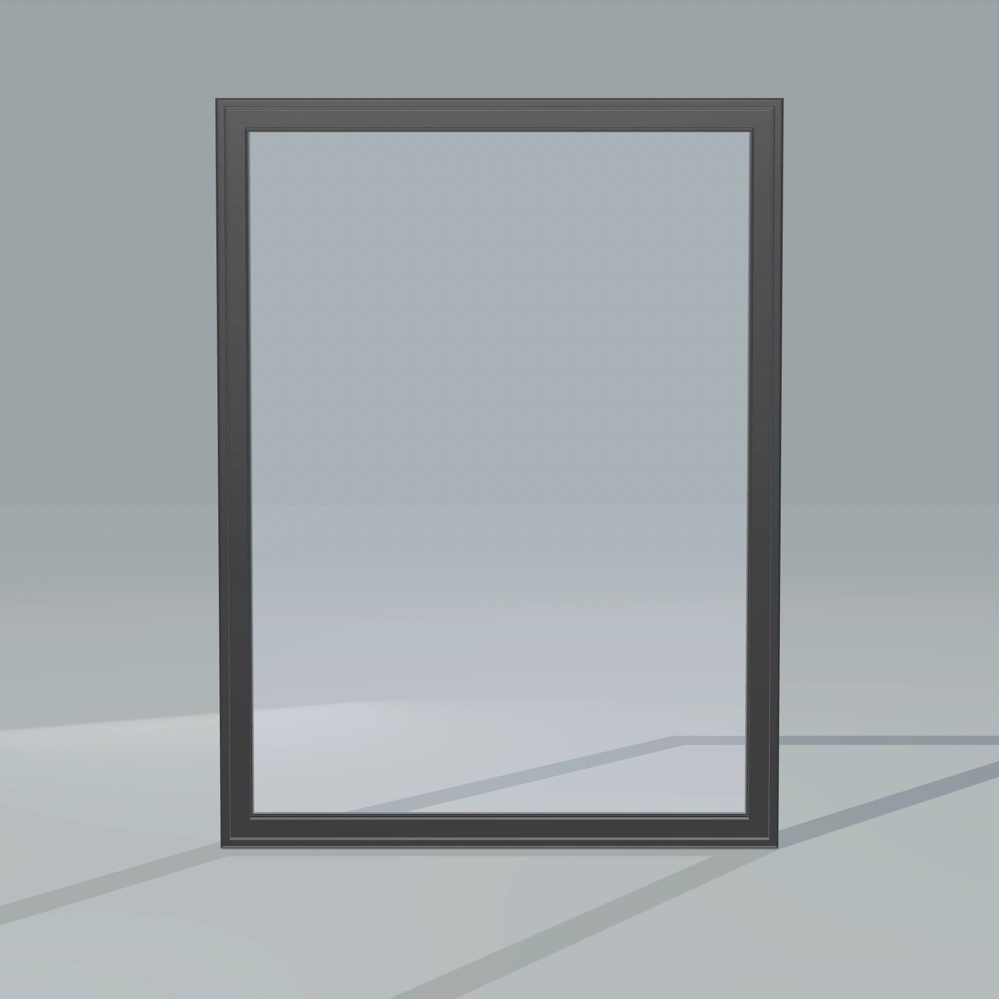 Straight exterior view of the 36 × 48 inch picture window, black exterior / black interior, without nailing flange