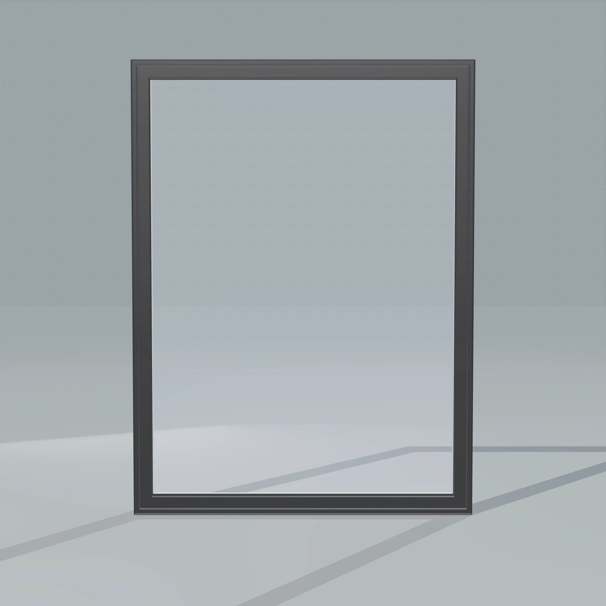 Straight exterior view of the 36 × 48 inch picture window, black exterior / white interior, without nailing flange
