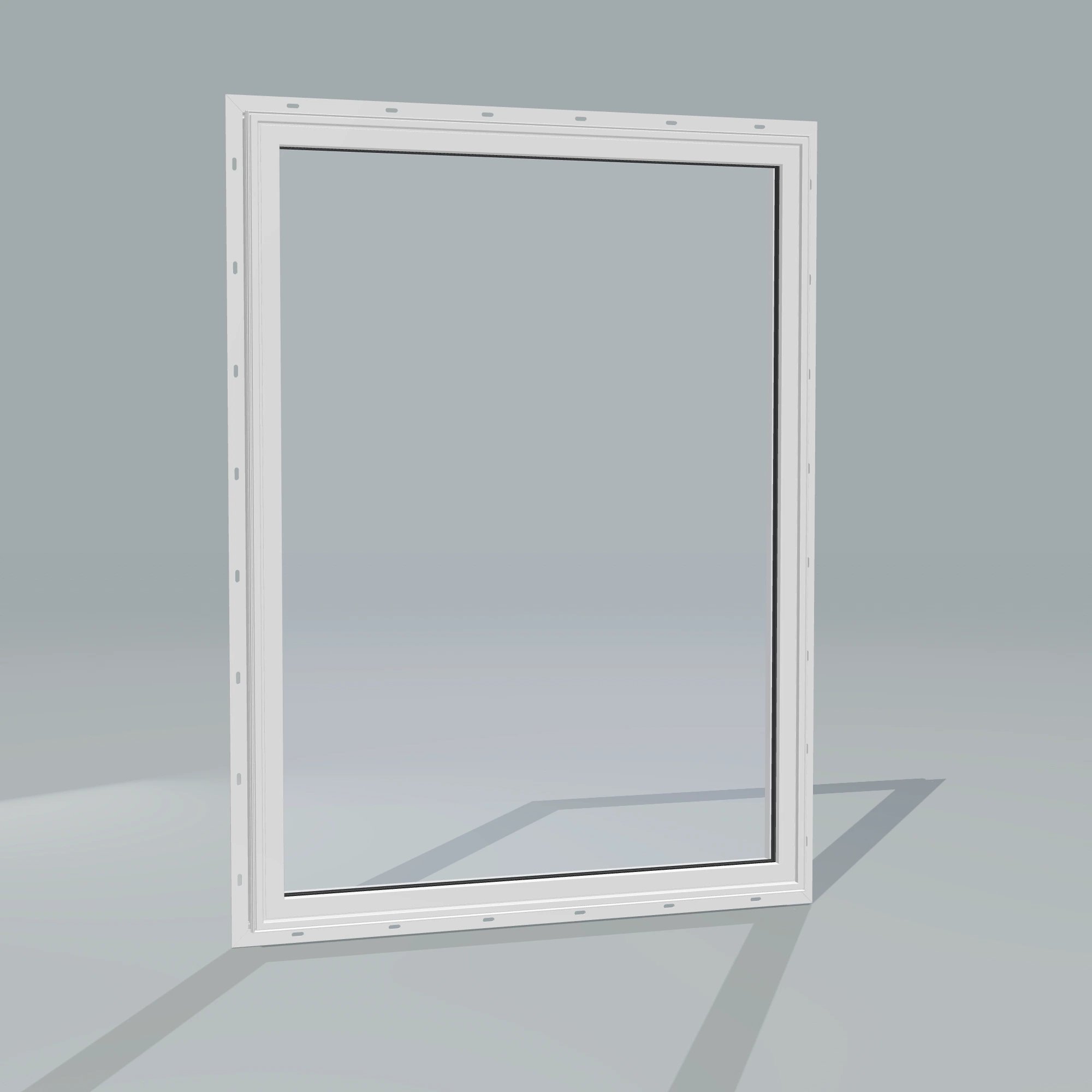 Angled exterior configurator view of the 36 × 48 inch picture window, white exterior / white interior, with nailing flange