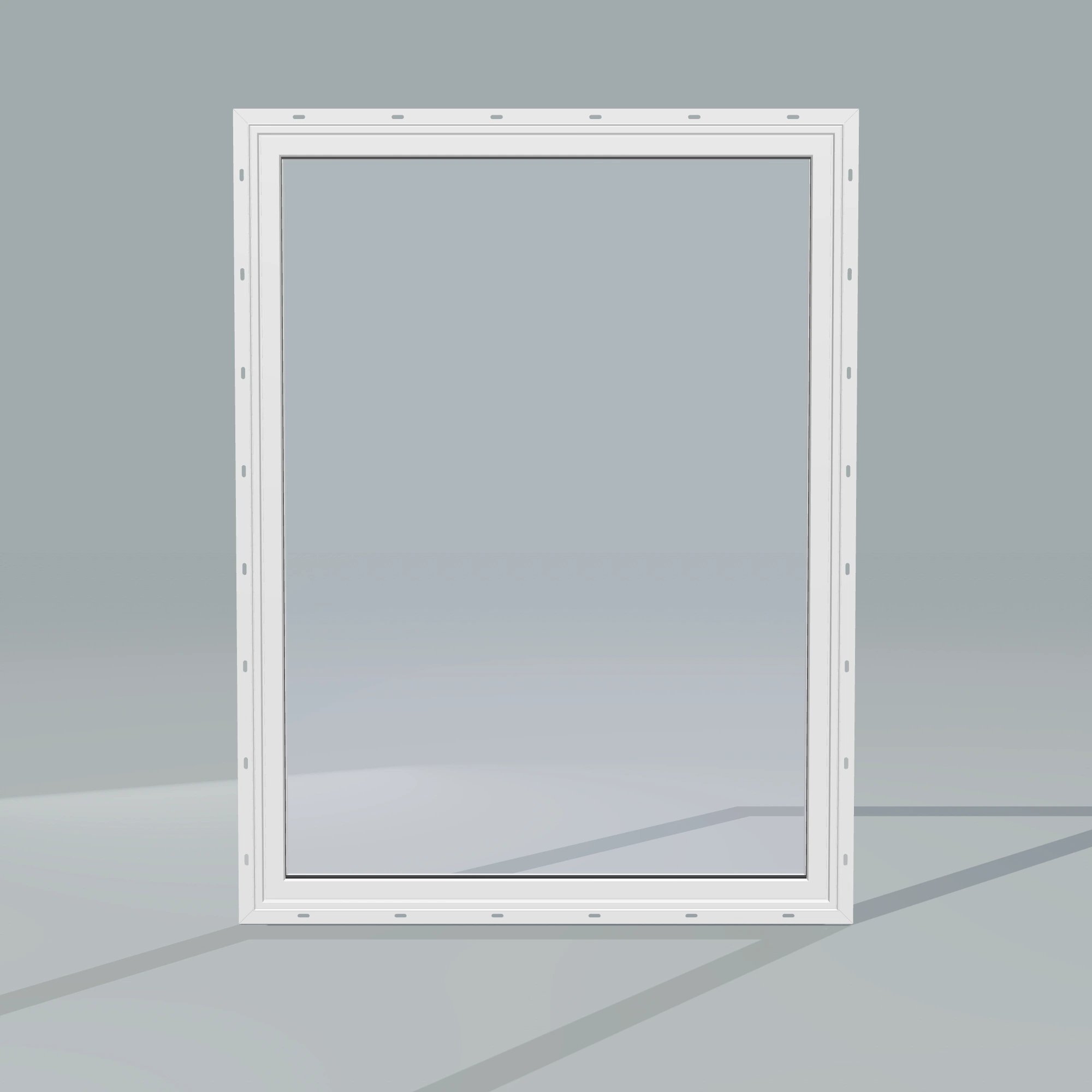 Straight exterior view of the 36 × 48 inch picture window, white exterior / white interior, with nailing flange