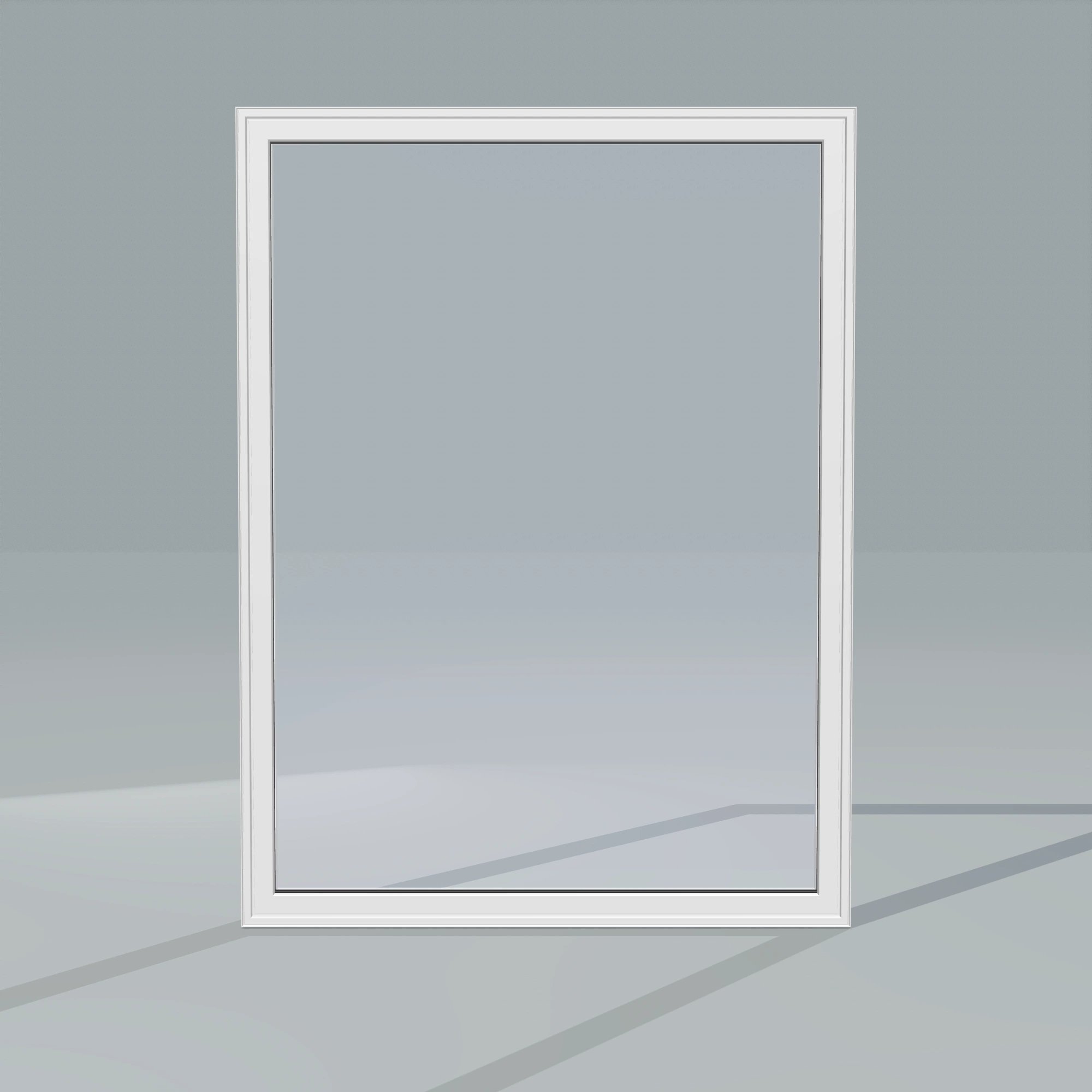 Straight exterior view of the 36 × 48 inch picture window, white exterior / white interior, without nailing flange