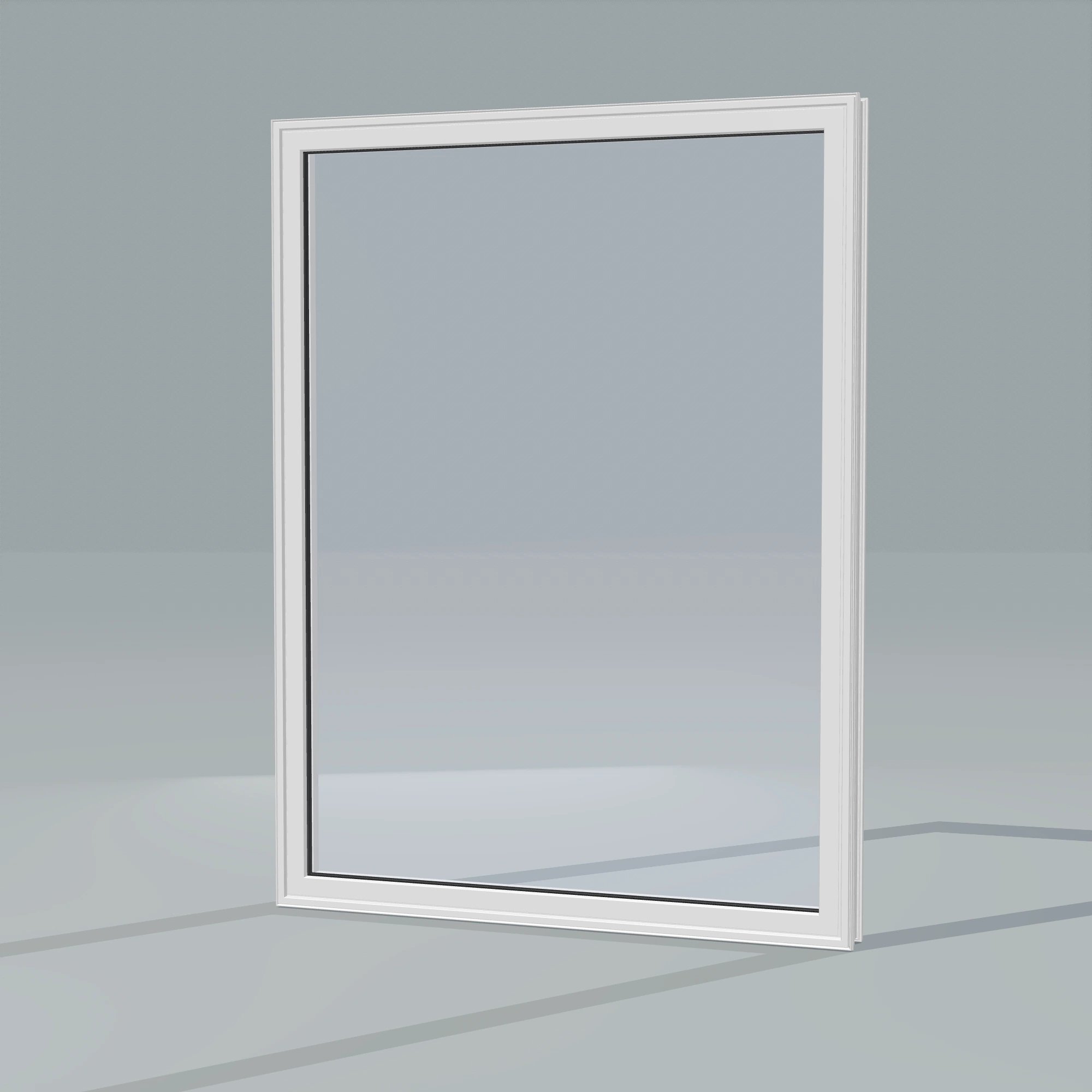 Opposite exterior angle of the 36 × 48 inch picture window, white exterior / white interior, without nailing flange