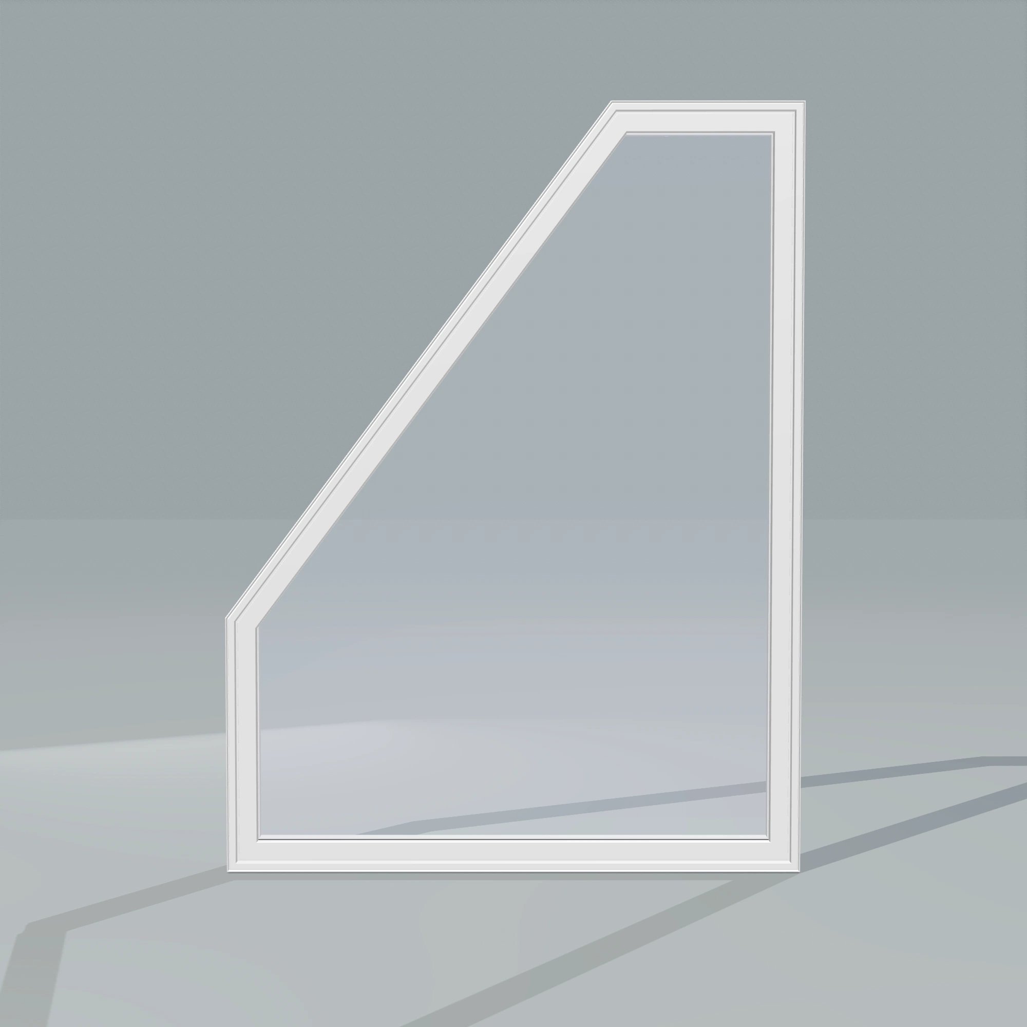Straight exterior view of the 36 × 48 inch polygon (left), white exterior / white interior, without nailing flange