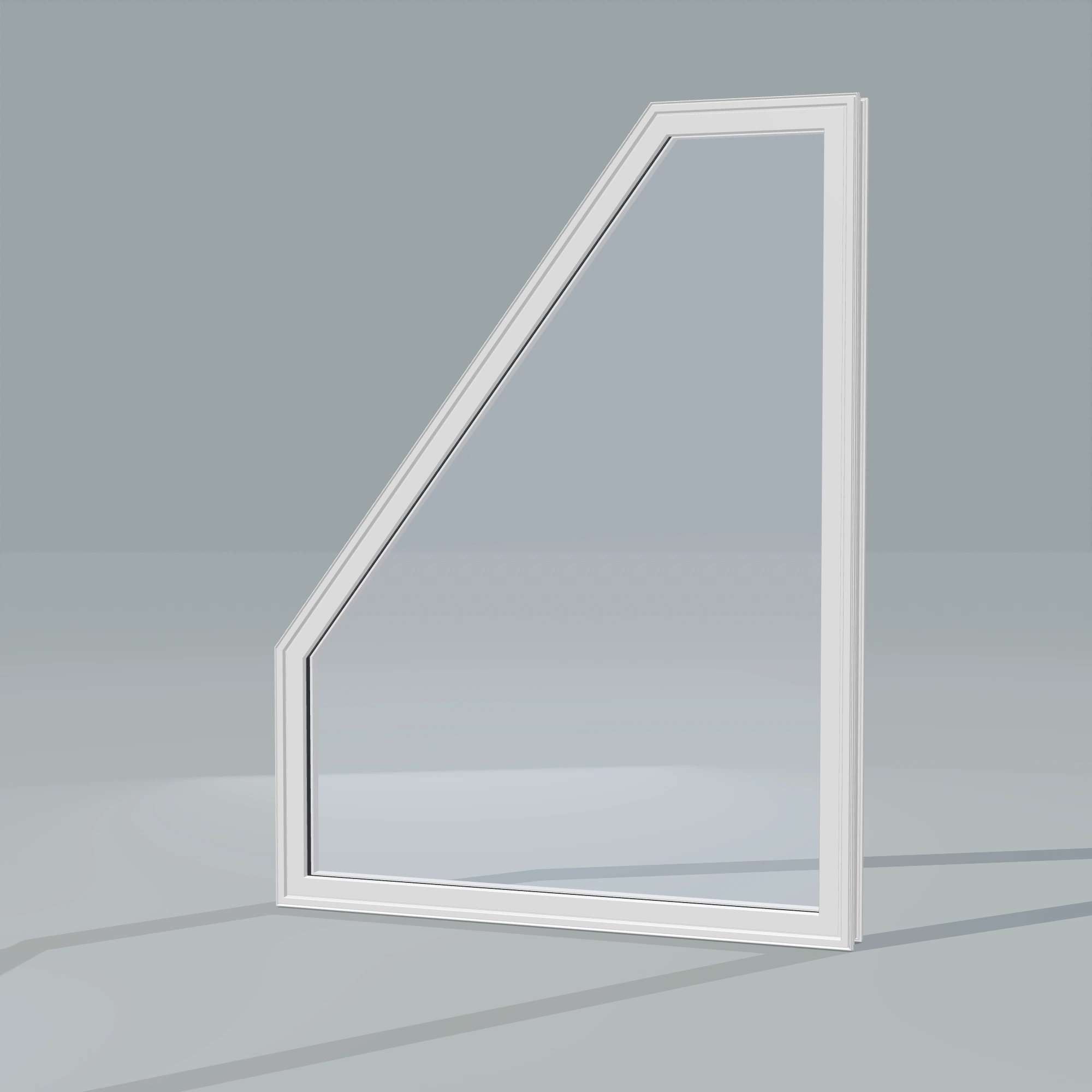Opposite exterior angle of the 36 × 48 inch polygon (left), white exterior / white interior, without nailing flange