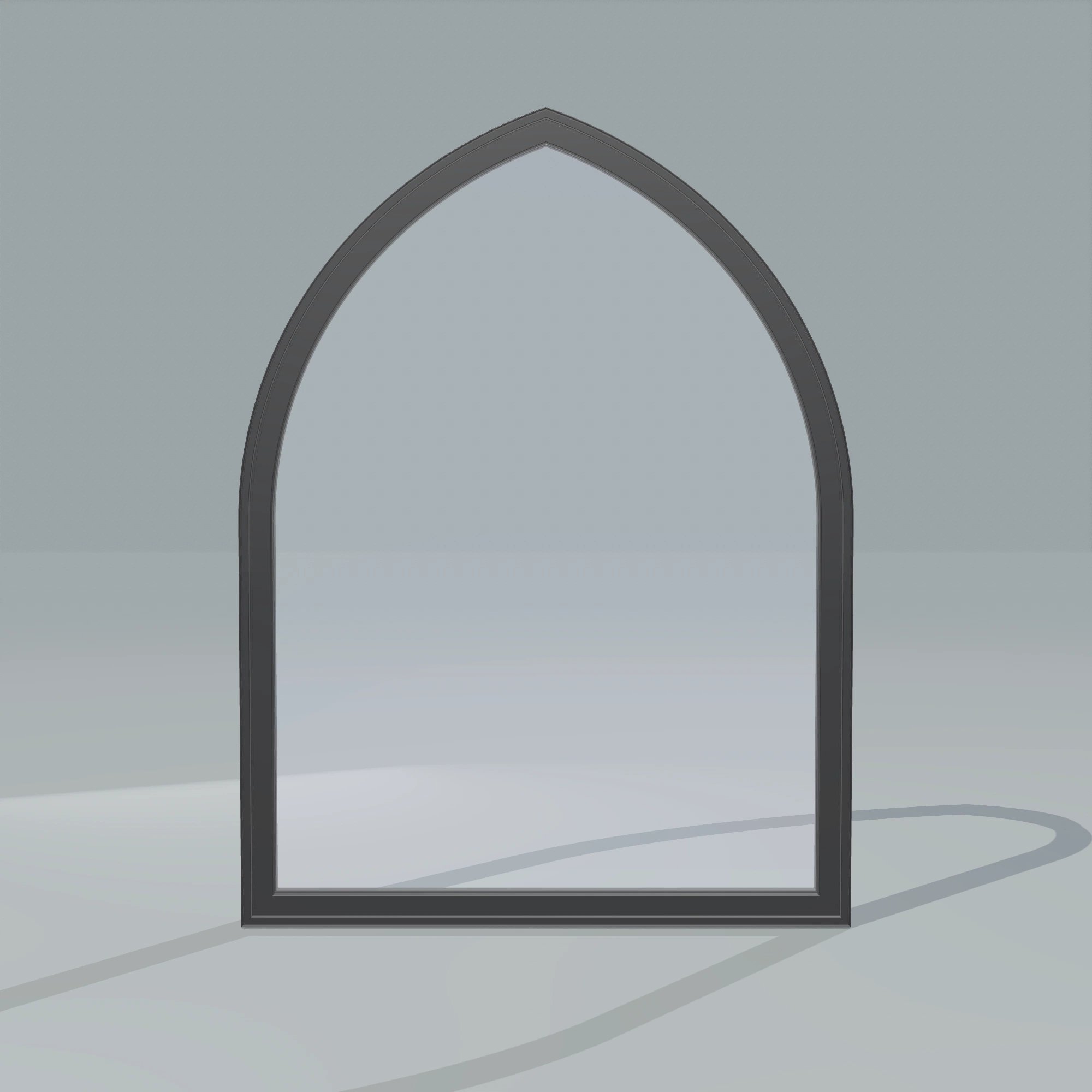 Straight exterior view of the 36 × 48 inch raised gothic, black exterior / black interior, without nailing flange