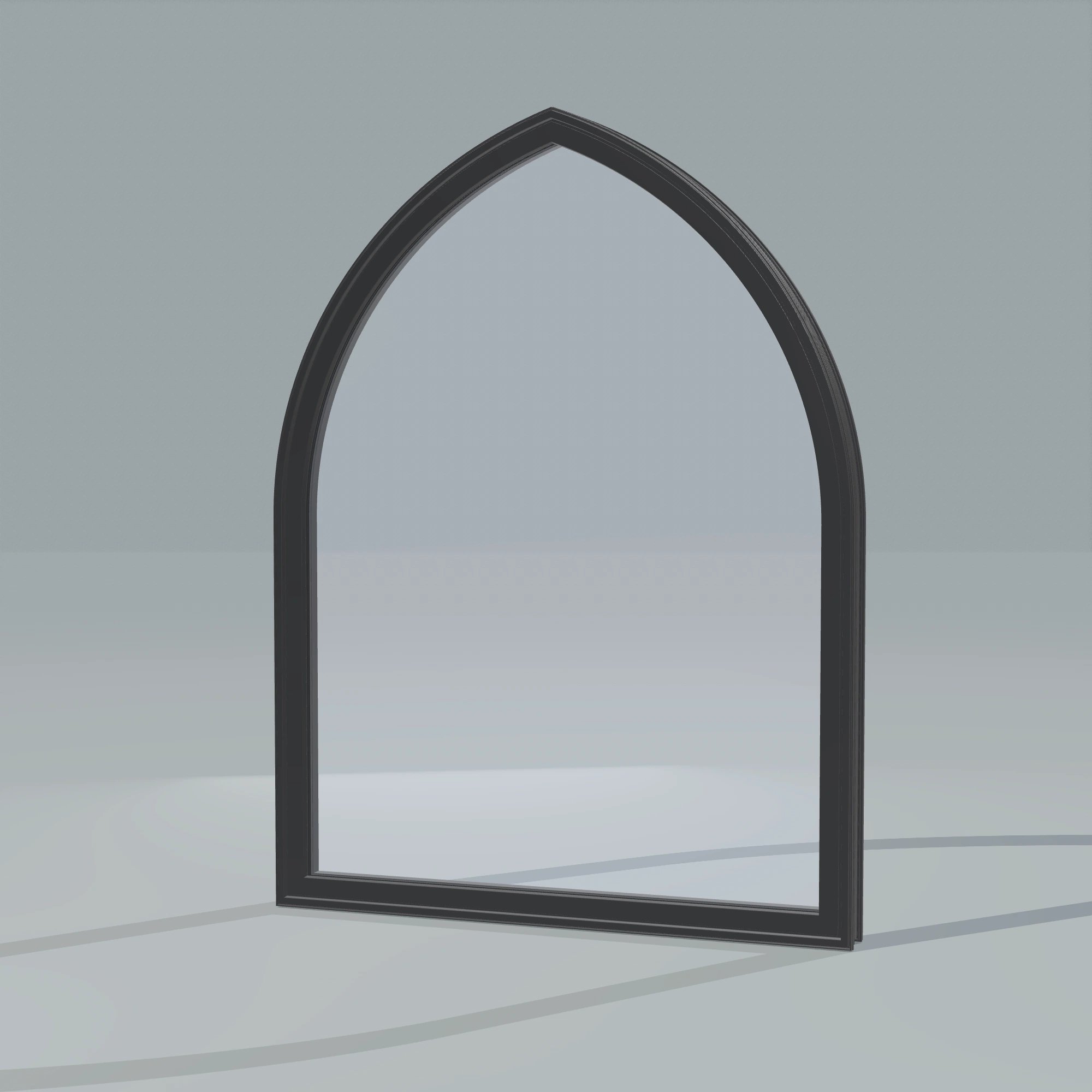 Opposite exterior angle of the 36 × 48 inch raised gothic, black exterior / black interior, without nailing flange