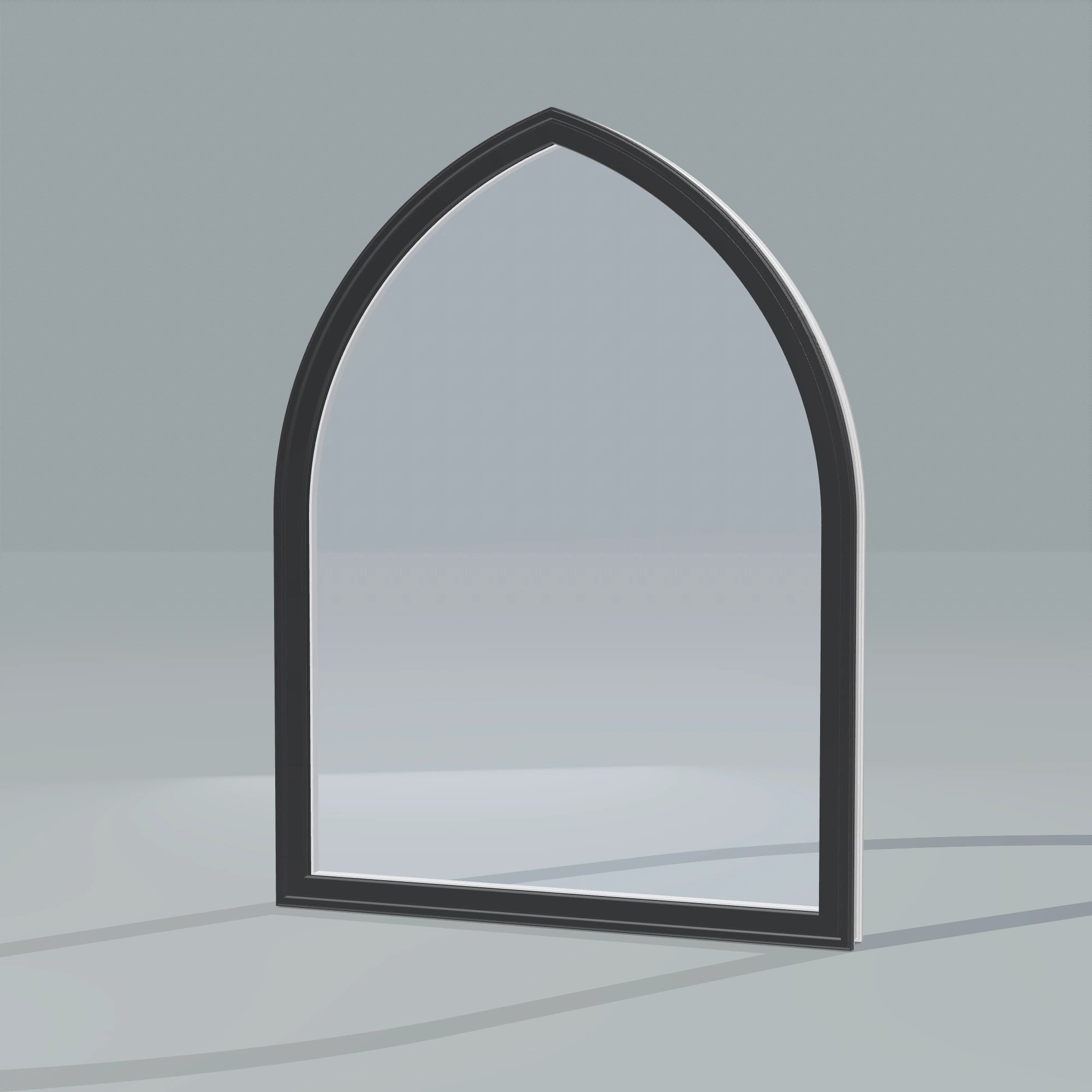 Opposite exterior angle of the 36 × 48 inch raised gothic, black exterior / white interior, without nailing flange