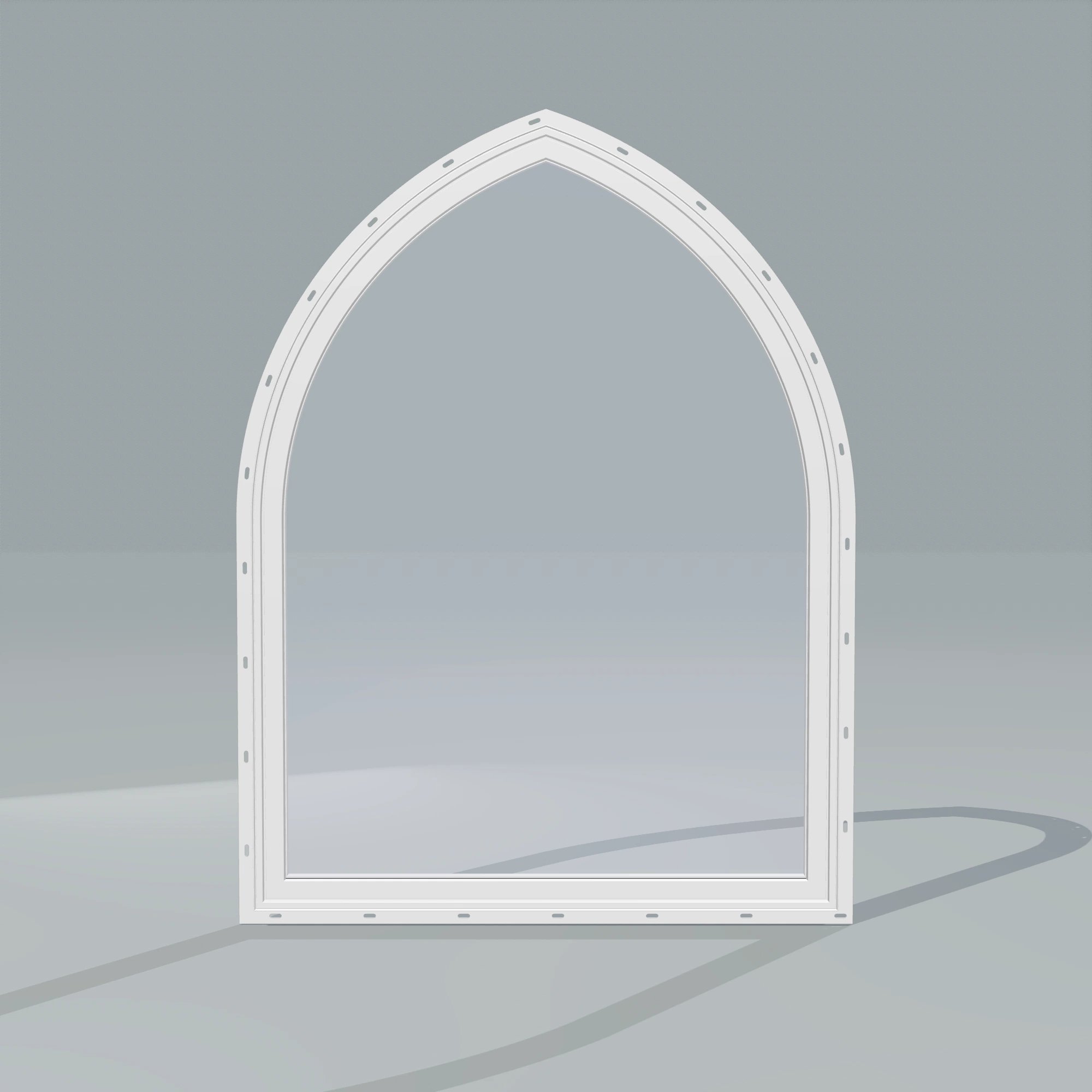 Straight exterior view of the 36 × 48 inch raised gothic, white exterior / white interior, with nailing flange