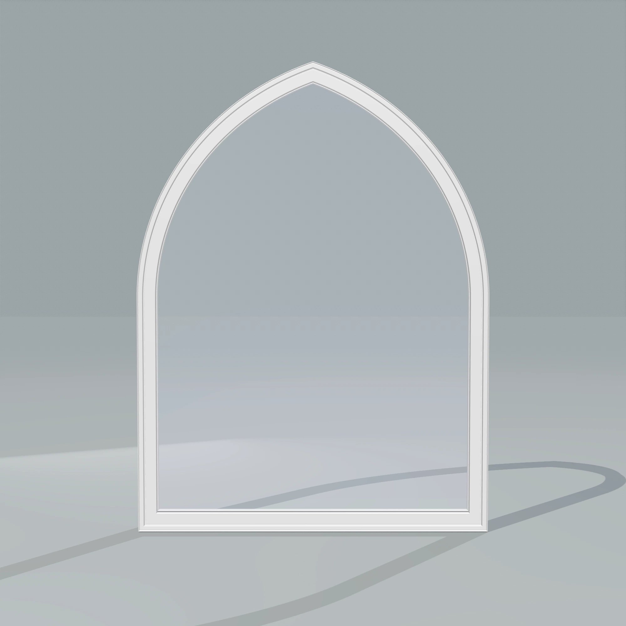 Straight exterior view of the 36 × 48 inch raised gothic, white exterior / white interior, without nailing flange