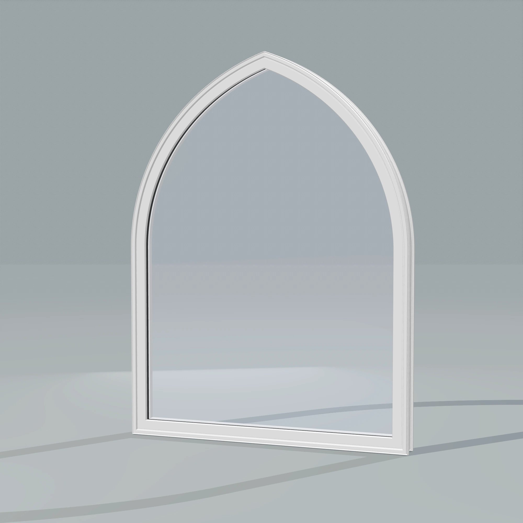 Opposite exterior angle of the 36 × 48 inch raised gothic, white exterior / white interior, without nailing flange