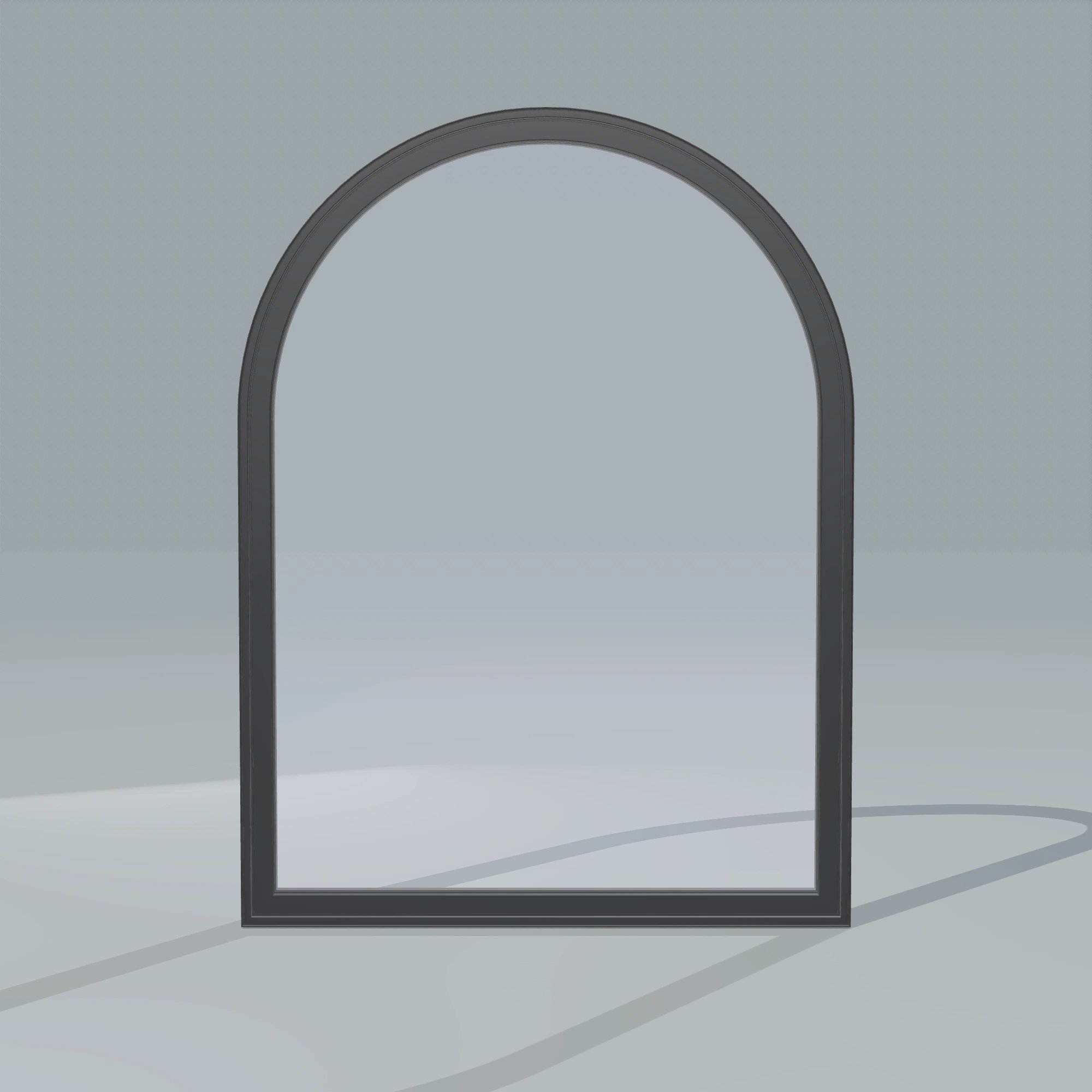 Straight exterior view of the 36 × 48 inch raised half round, black exterior / black interior, without nailing flange