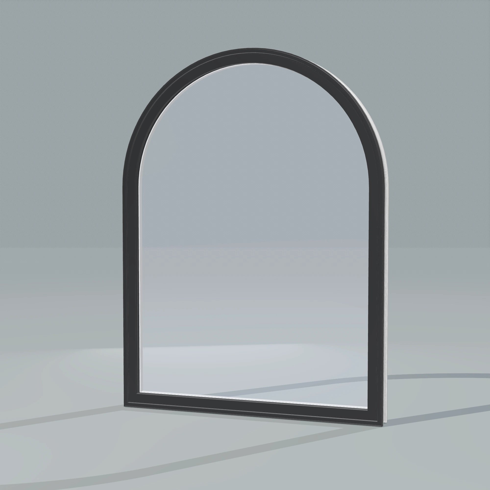 Opposite exterior angle of the 36 × 48 inch raised half round, black exterior / white interior, without nailing flange