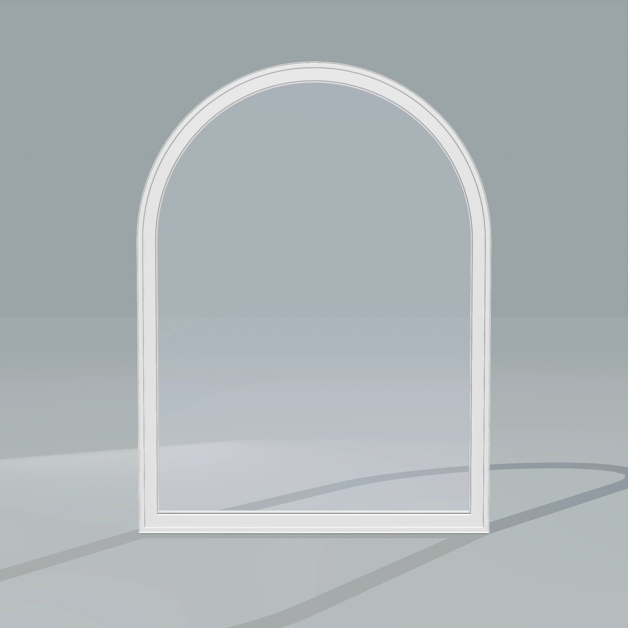 Straight exterior view of the 36 × 48 inch raised half round, white exterior / white interior, without nailing flange