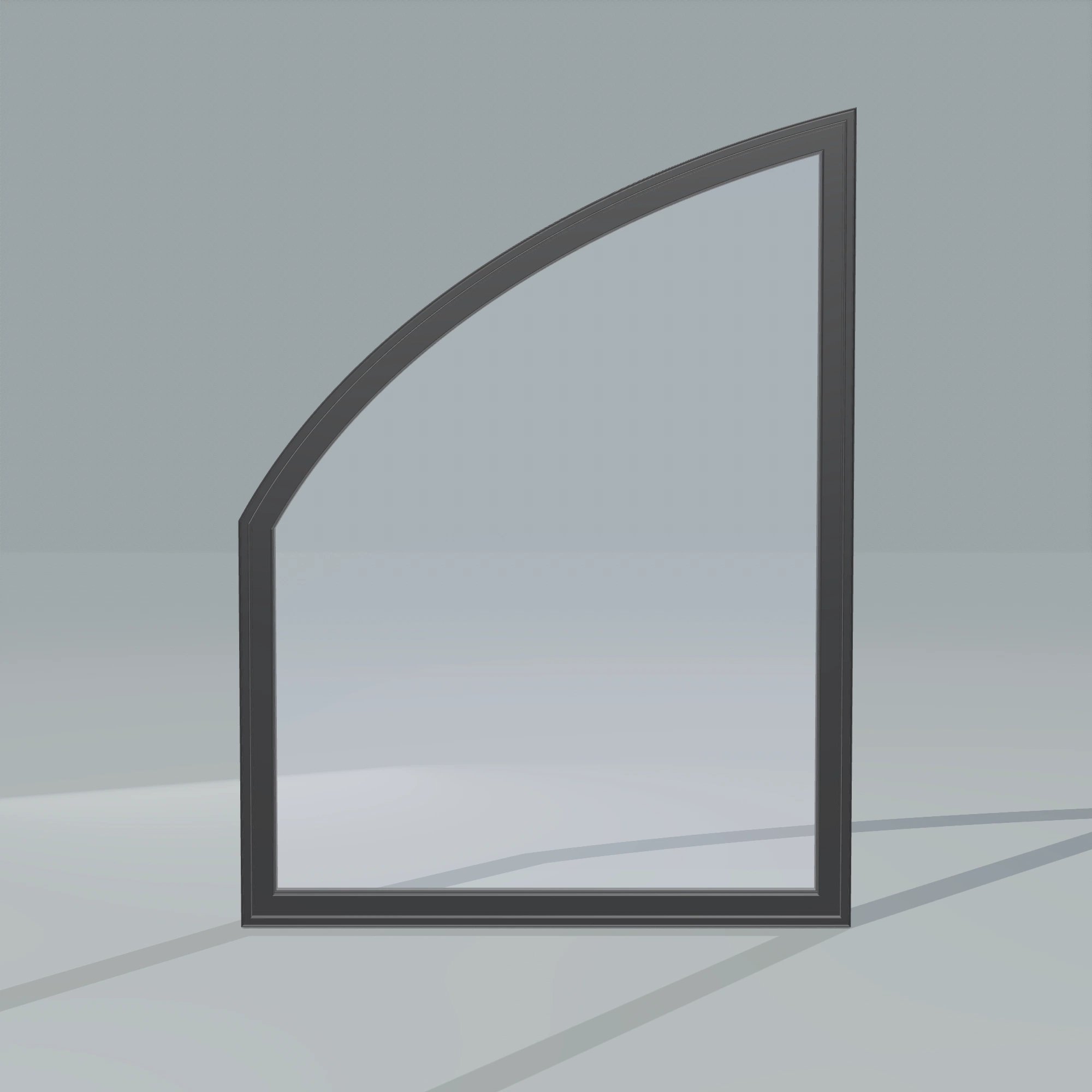 Straight exterior view of the 36 × 48 inch raised partial chord (left), black exterior / black interior, without nailing flange