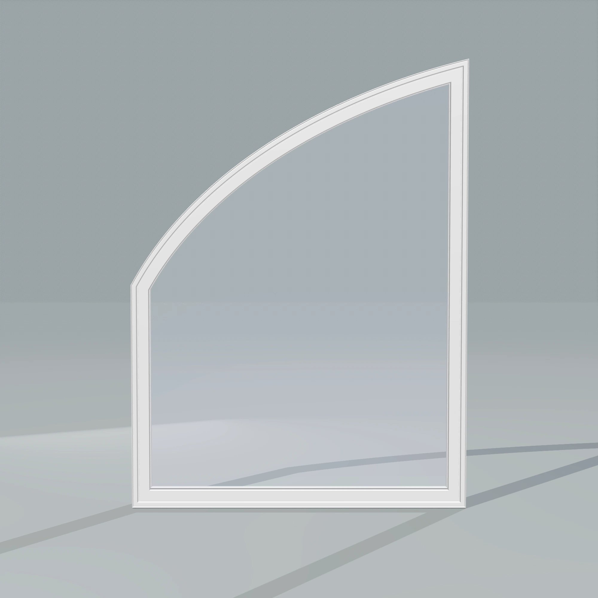 Straight exterior view of the 36 × 48 inch raised partial chord (left), white exterior / white interior, without nailing flange
