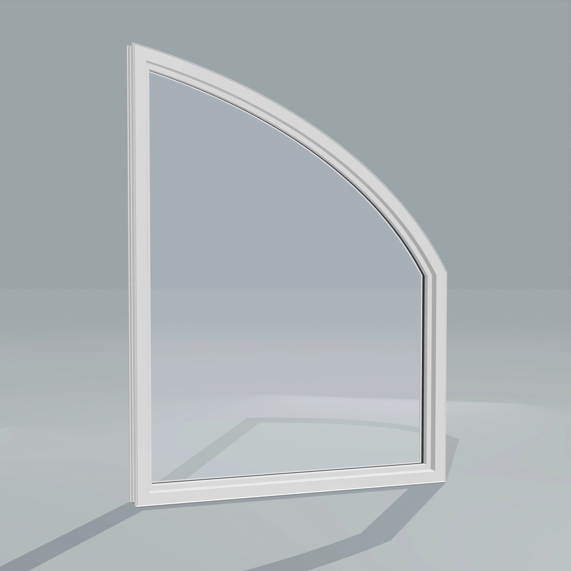 Angled interior view of the 36 × 48 inch raised partial chord (left), white exterior / white interior, without nailing flange