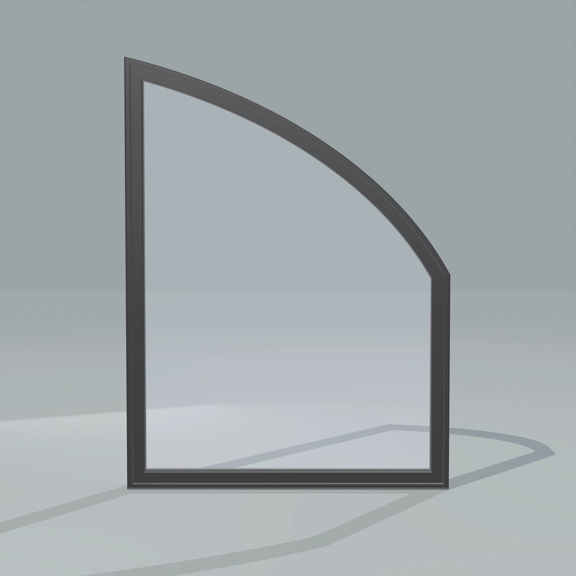 Straight exterior view of the 36 × 48 inch raised partial chord (right), black exterior / black interior, without nailing flange