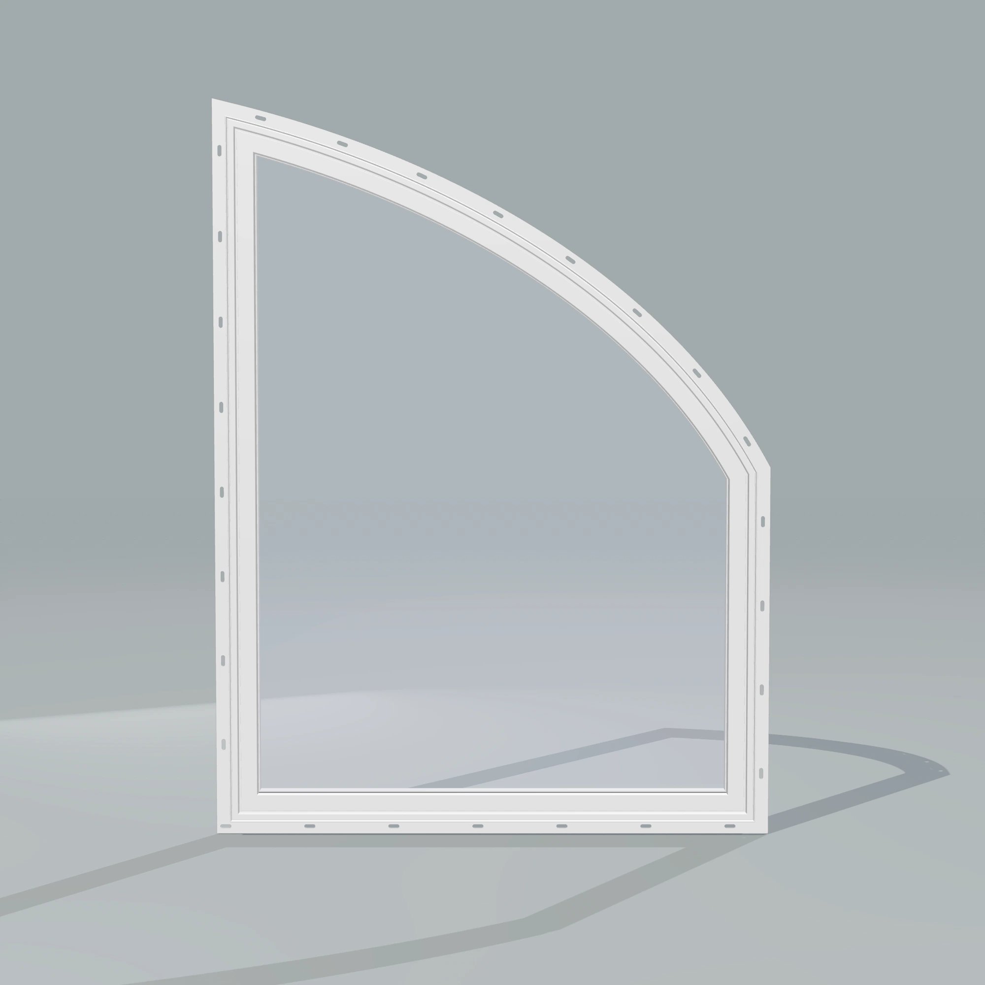 Straight exterior view of the 36 × 48 inch raised partial chord (right), white exterior / white interior, with nailing flange