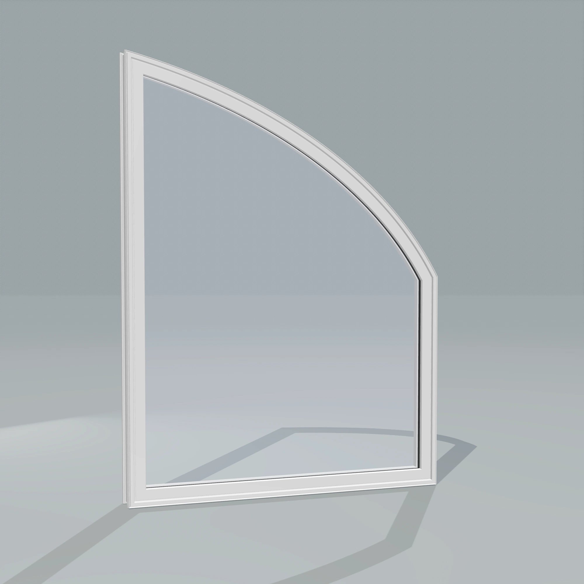 Angled exterior configurator view of the 36 × 48 inch raised partial chord (right), white exterior / white interior, without nailing flange