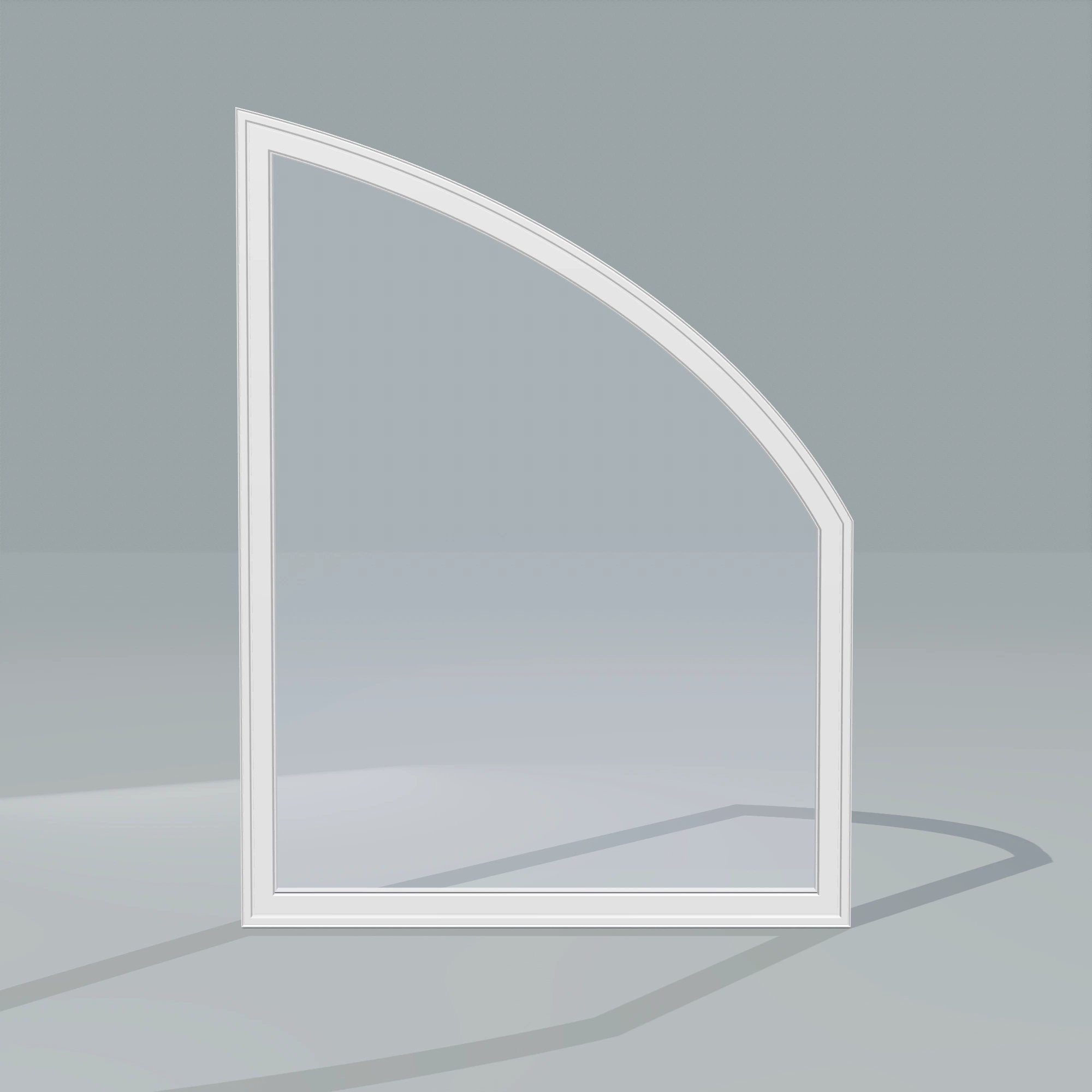 Straight exterior view of the 36 × 48 inch raised partial chord (right), white exterior / white interior, without nailing flange