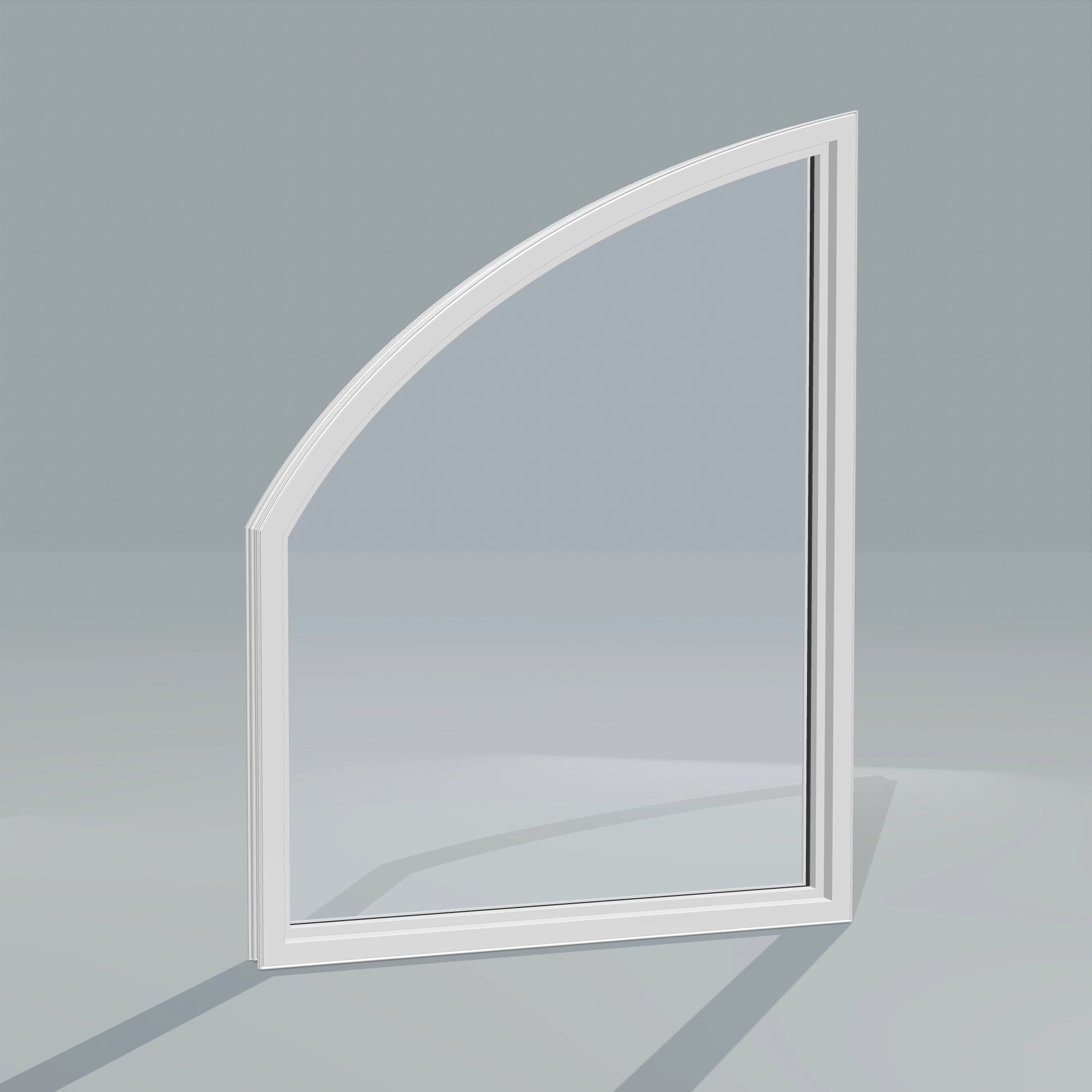 Angled interior view of the 36 × 48 inch raised partial chord (right), white exterior / white interior, without nailing flange