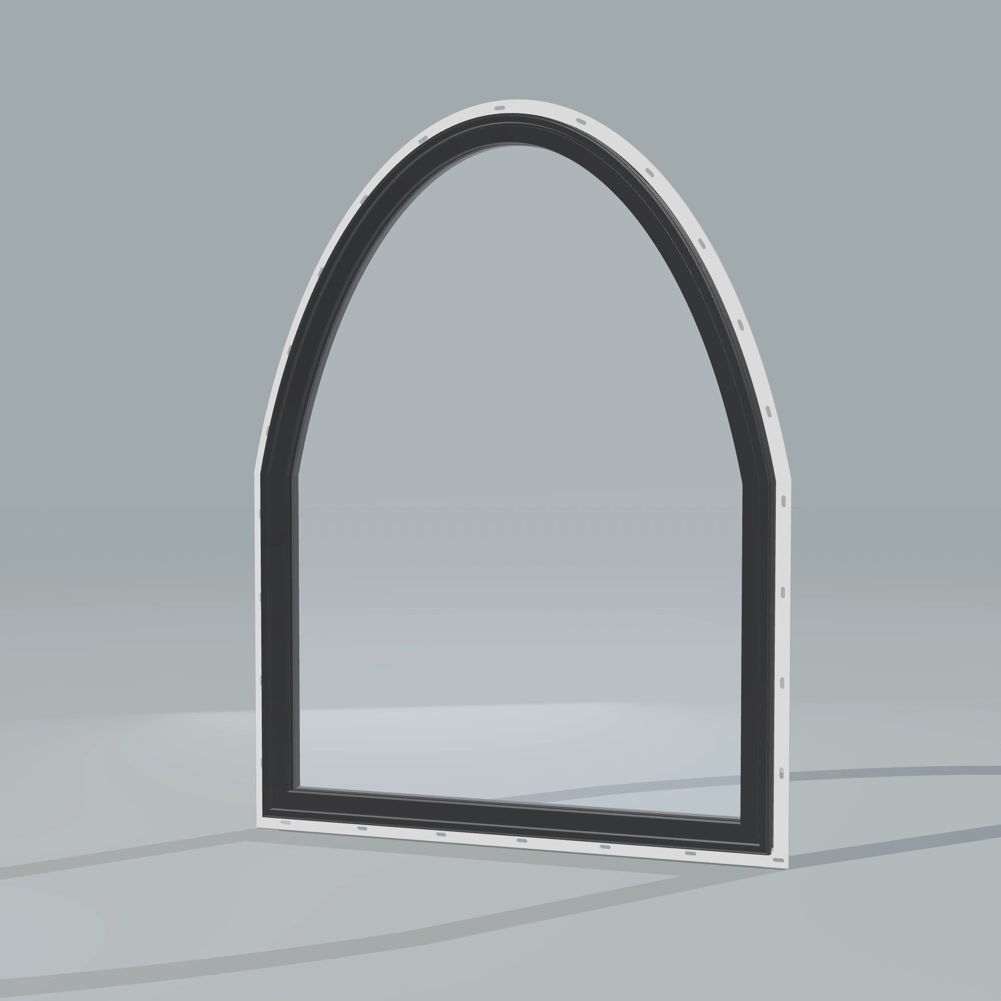 Opposite exterior angle of the 36 × 48 inch raised segment, black exterior / black interior, with nailing flange