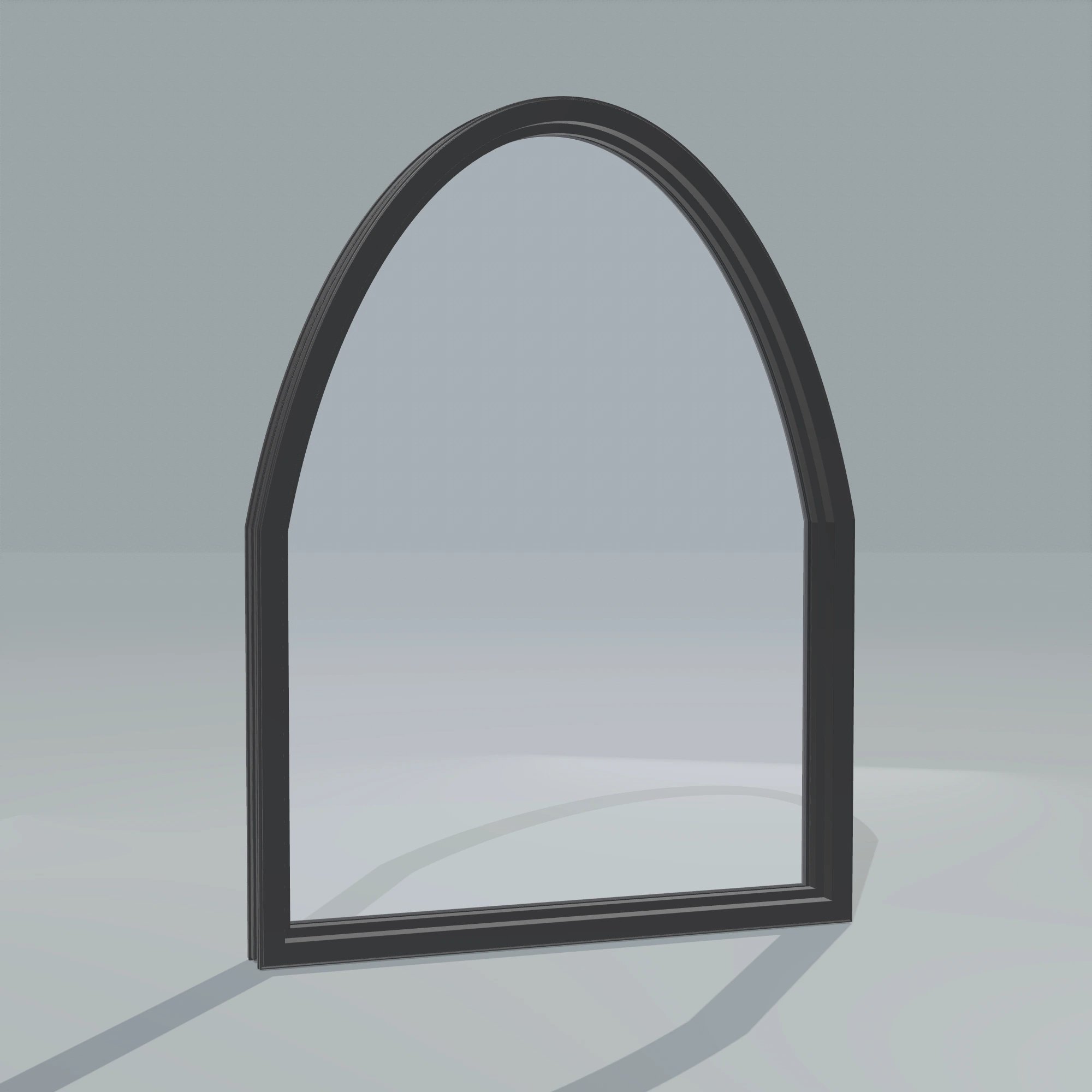 Angled interior view of the 36 × 48 inch raised segment, black exterior / black interior, without nailing flange
