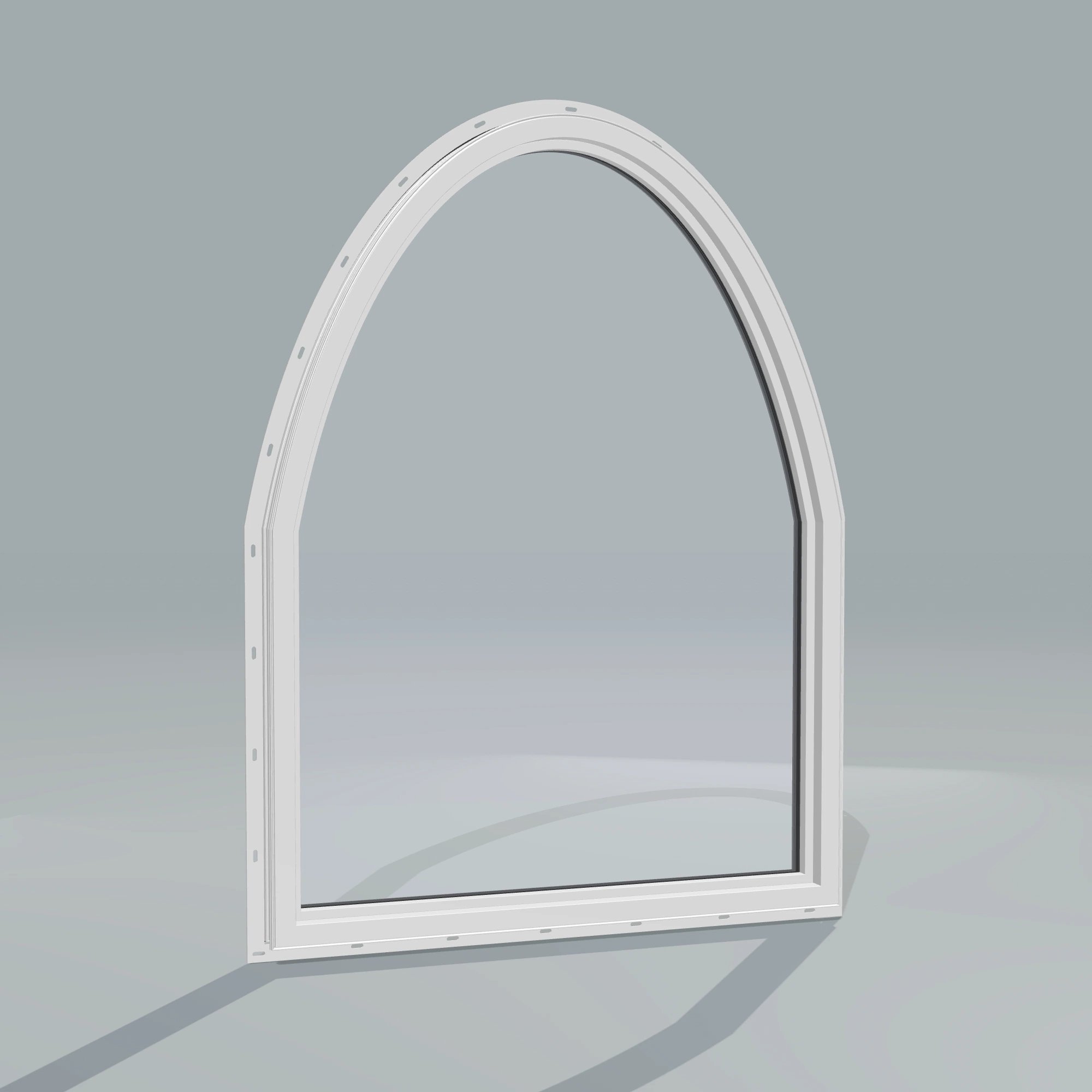 Angled interior view of the 36 × 48 inch raised segment, black exterior / white interior, with nailing flange