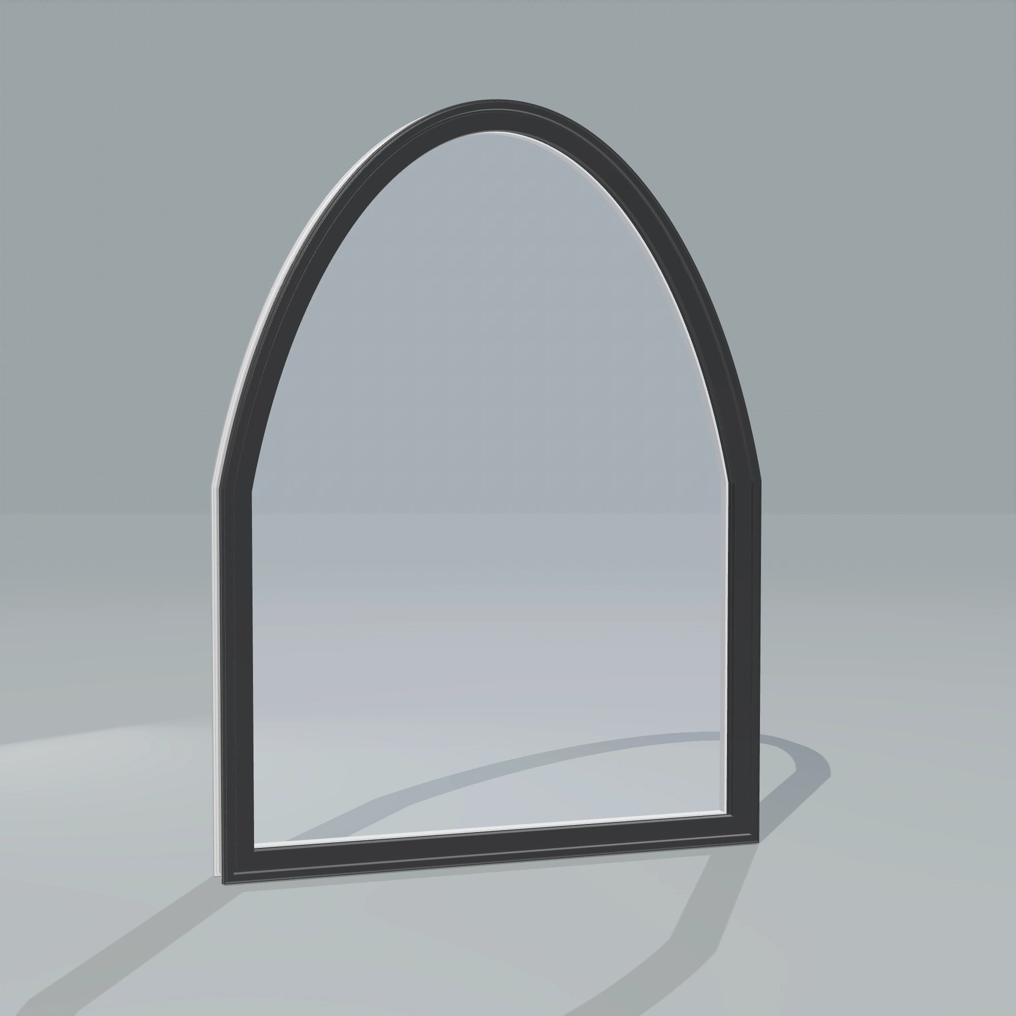 Angled exterior configurator view of the 36 × 48 inch raised segment, black exterior / white interior, without nailing flange