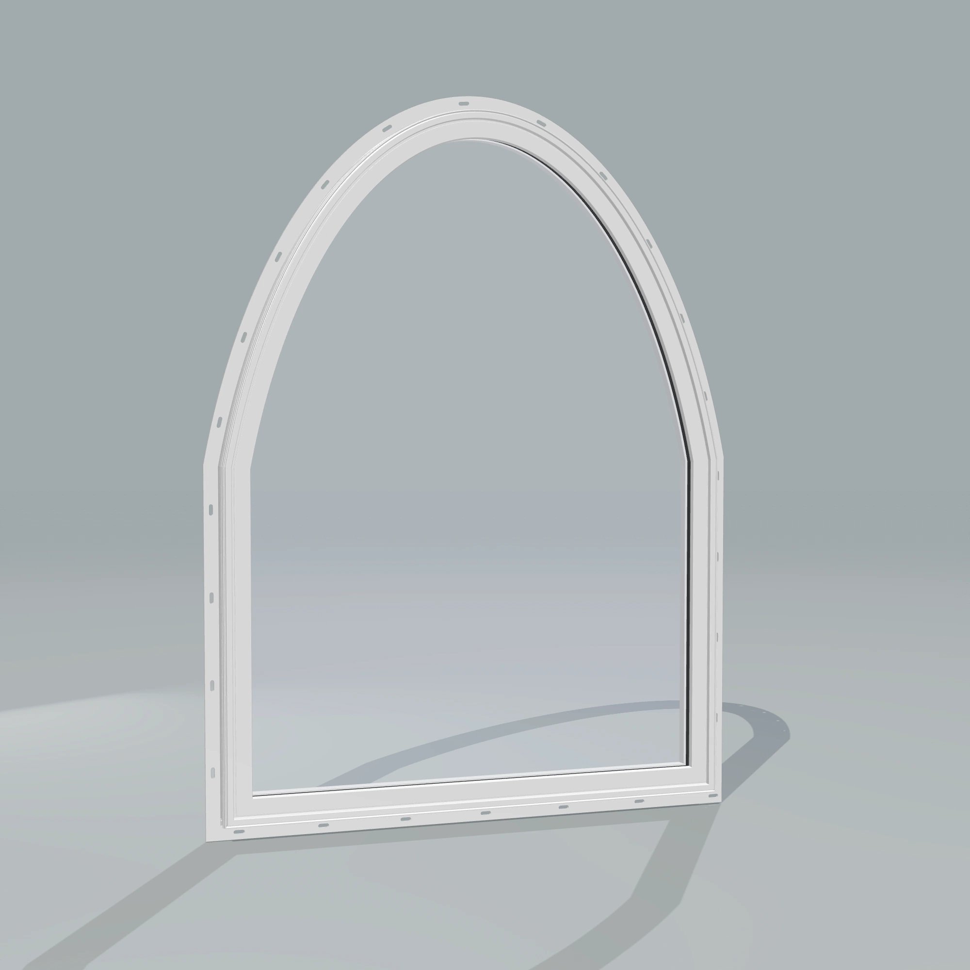 Angled exterior configurator view of the 36 × 48 inch raised segment, white exterior / white interior, with nailing flange