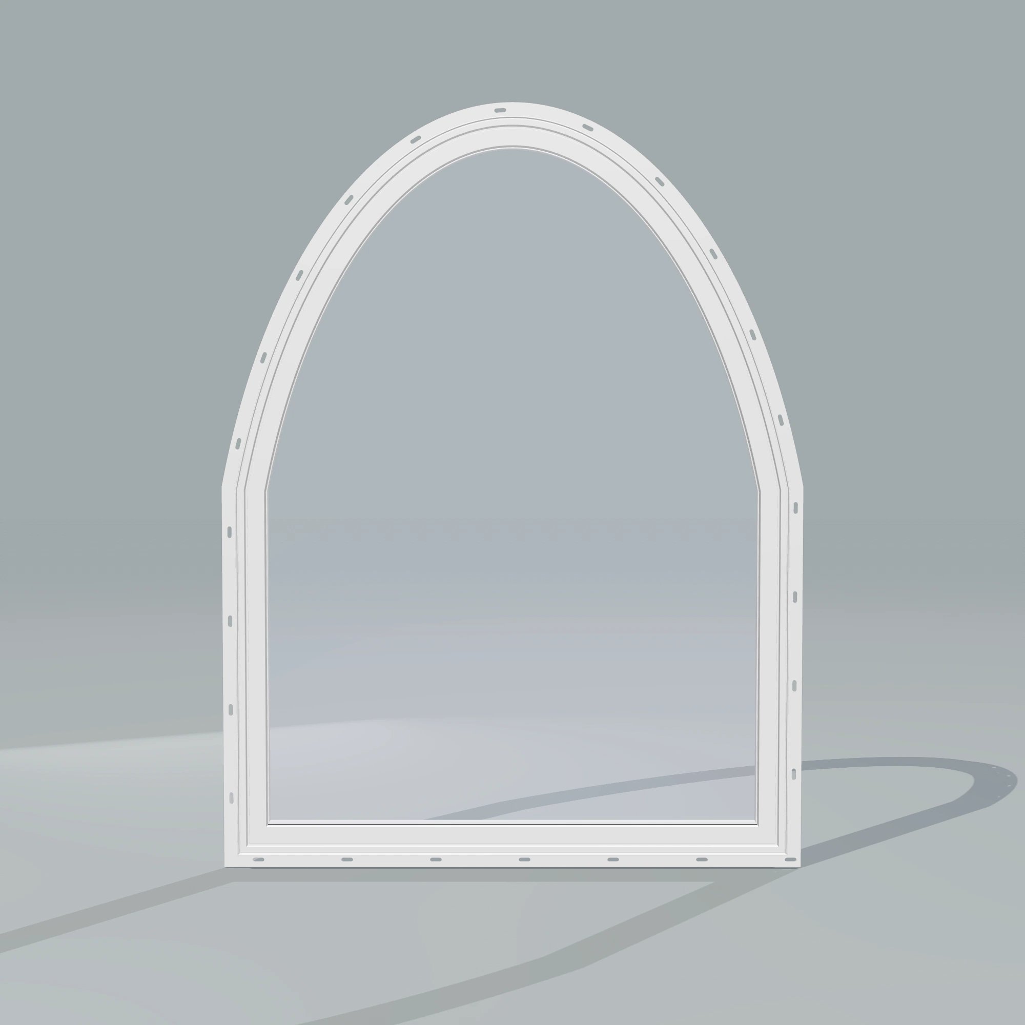 Straight exterior view of the 36 × 48 inch raised segment, white exterior / white interior, with nailing flange