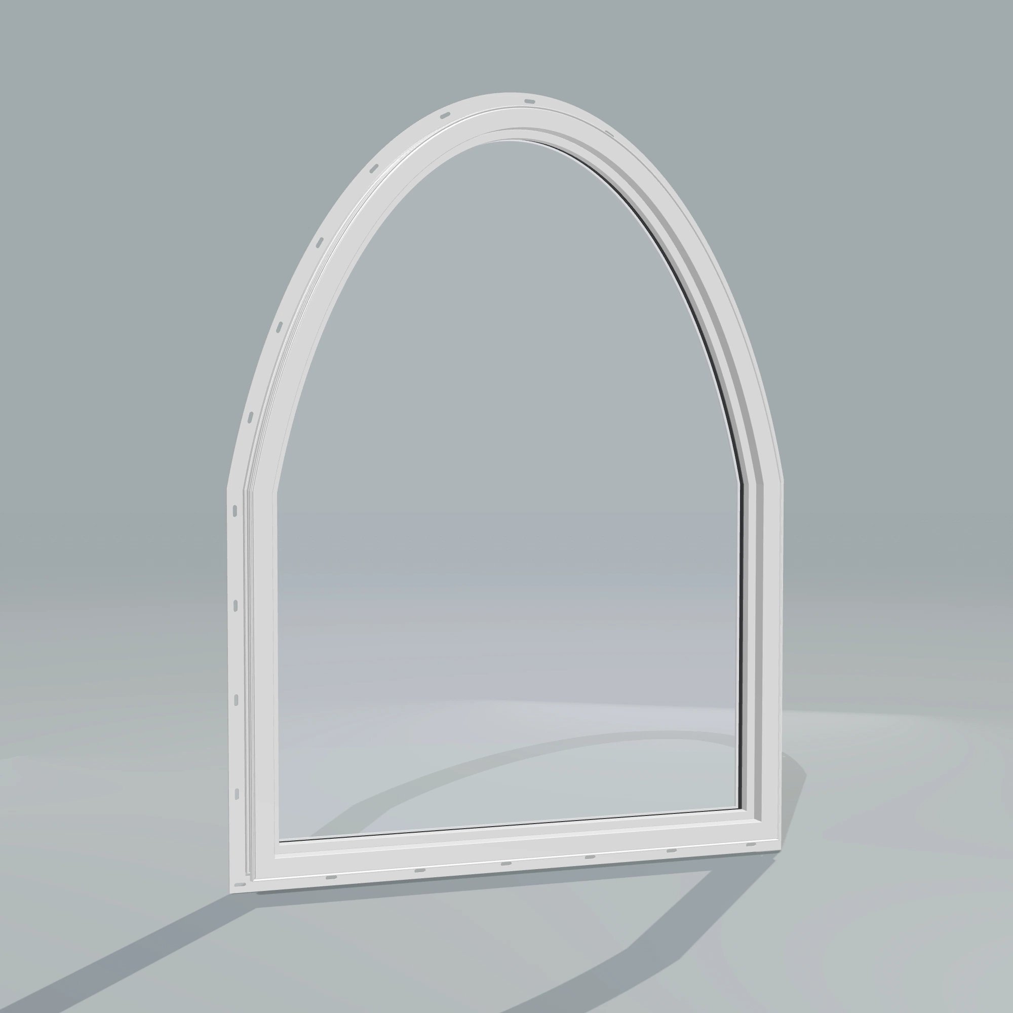 Angled interior view of the 36 × 48 inch raised segment, white exterior / white interior, with nailing flange