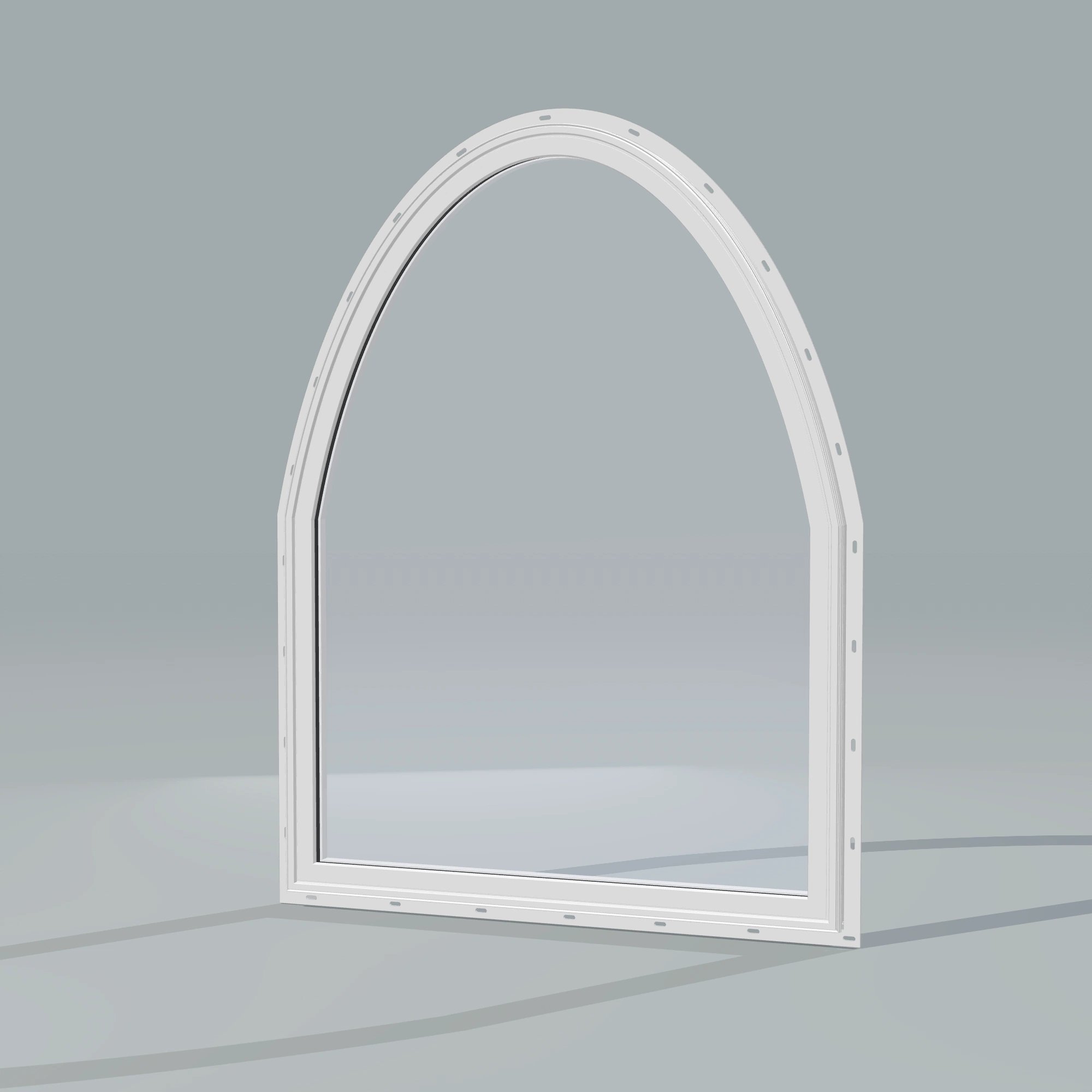 Opposite exterior angle of the 36 × 48 inch raised segment, white exterior / white interior, with nailing flange