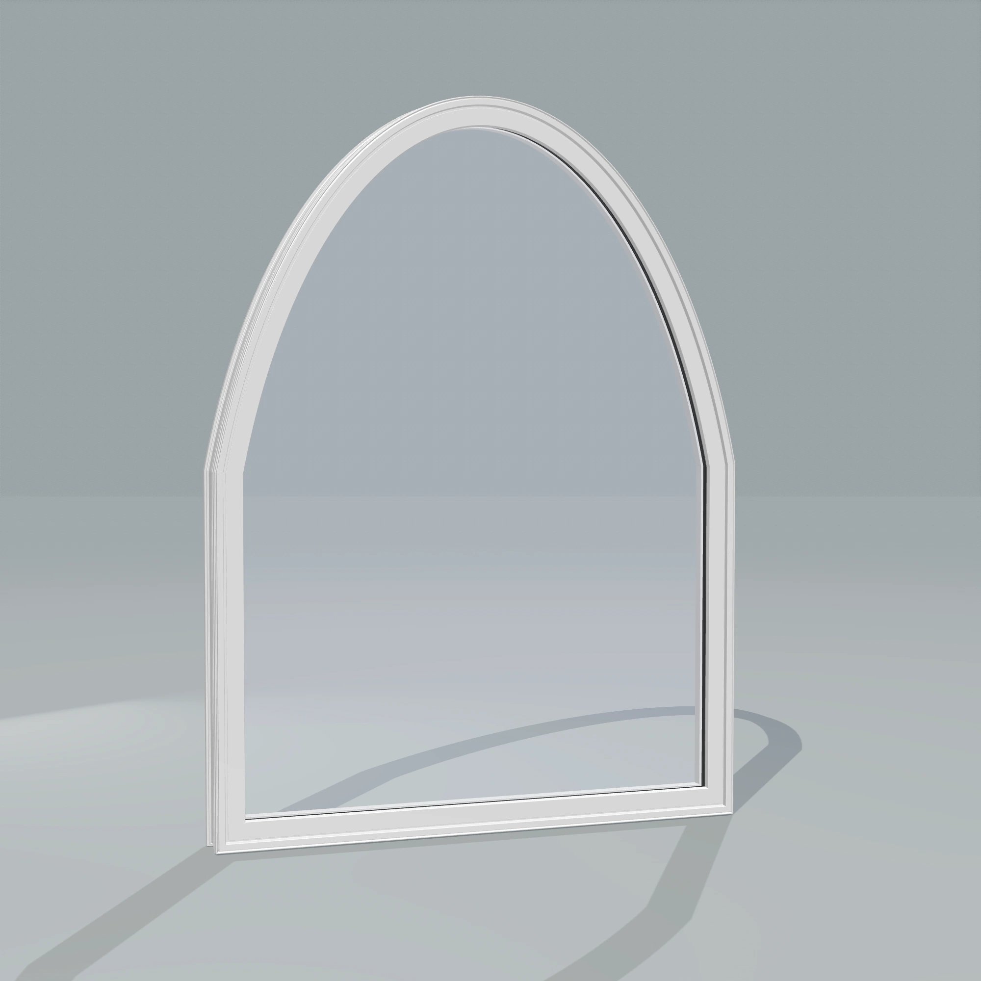 Angled exterior configurator view of the 36 × 48 inch raised segment, white exterior / white interior, without nailing flange